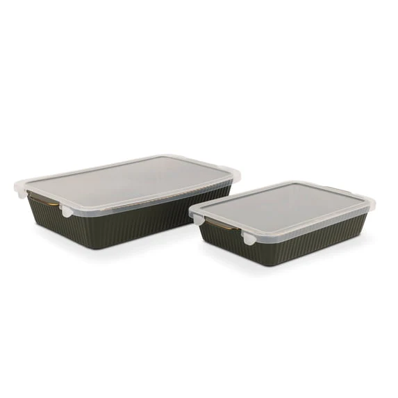 Thyme & Table 4-Piece Stoneware Casserole Dish Bakeware Set, Includes Lids, 9"x13" , 7"x10" Bakers With Lids , White Ribbed - Image 7