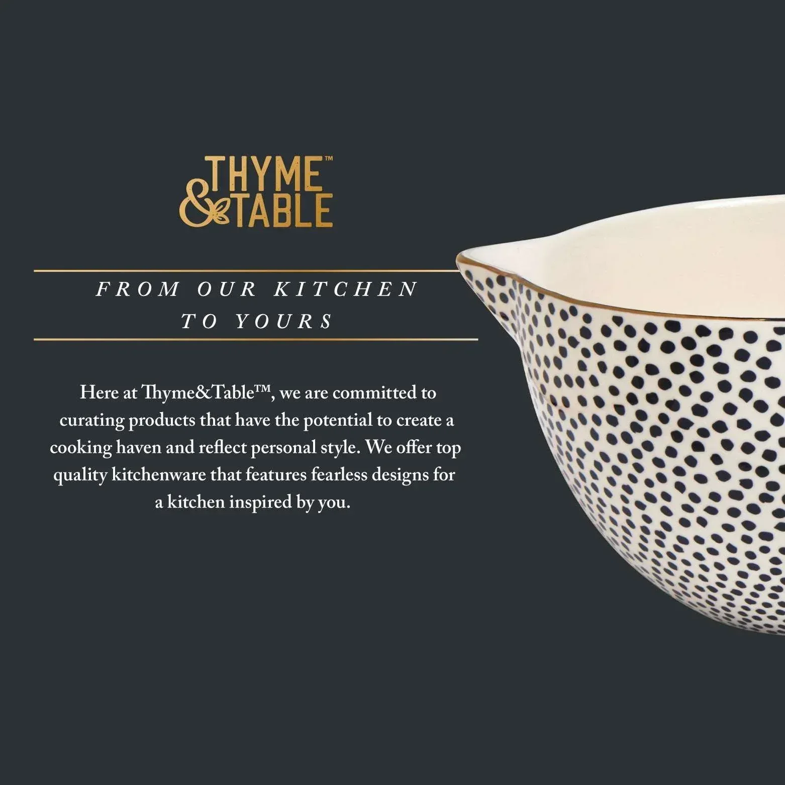 Thyme & Table, 5-Piece Ceramic Mixing Bowl and Measuring Bowl Set, Dot Pattern - Image 2
