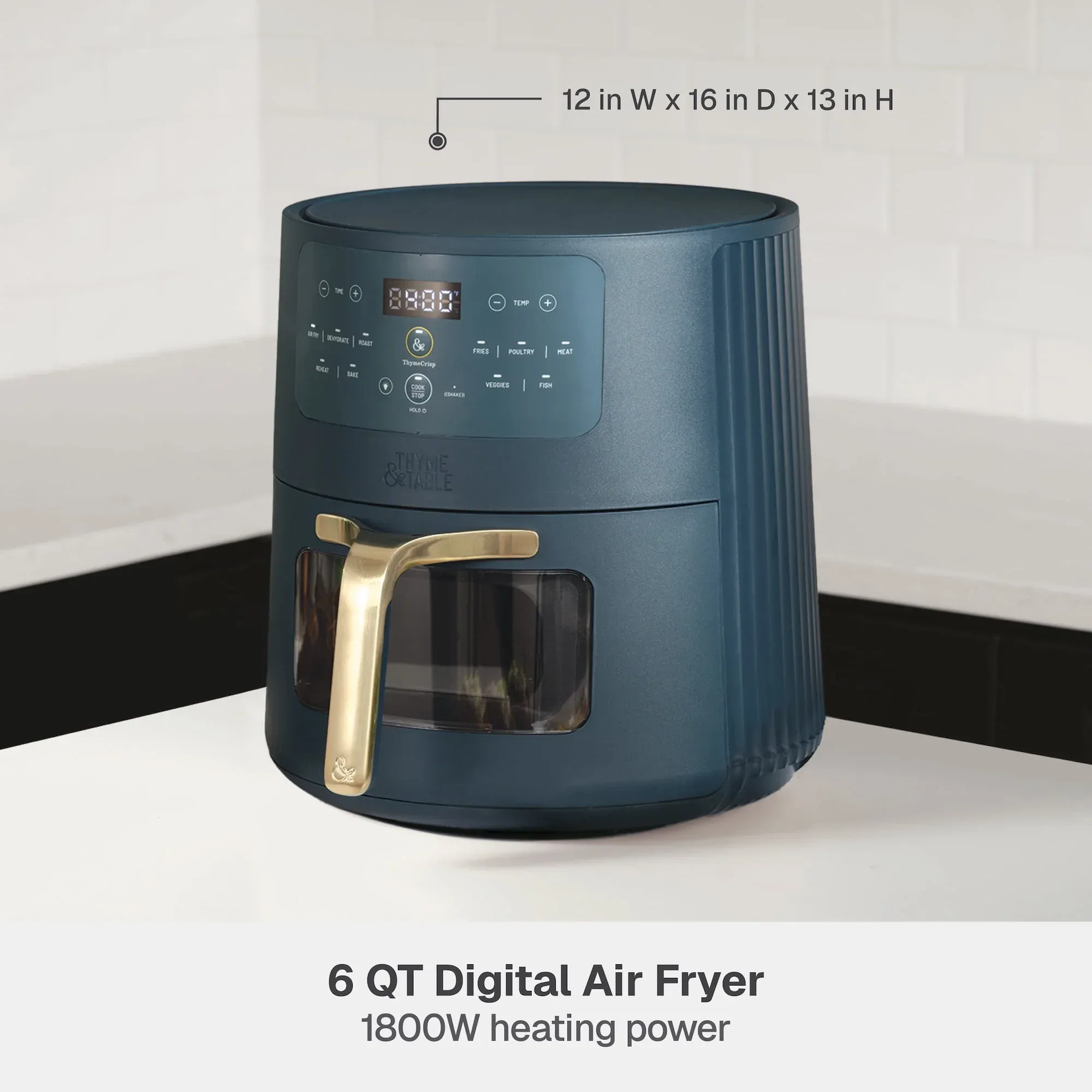 Thyme & Table 6QT Air Fryer, with ThymeCrisp™ and Ceramic-Coated Nonstick Basket, Atlantic Blue - Image 10
