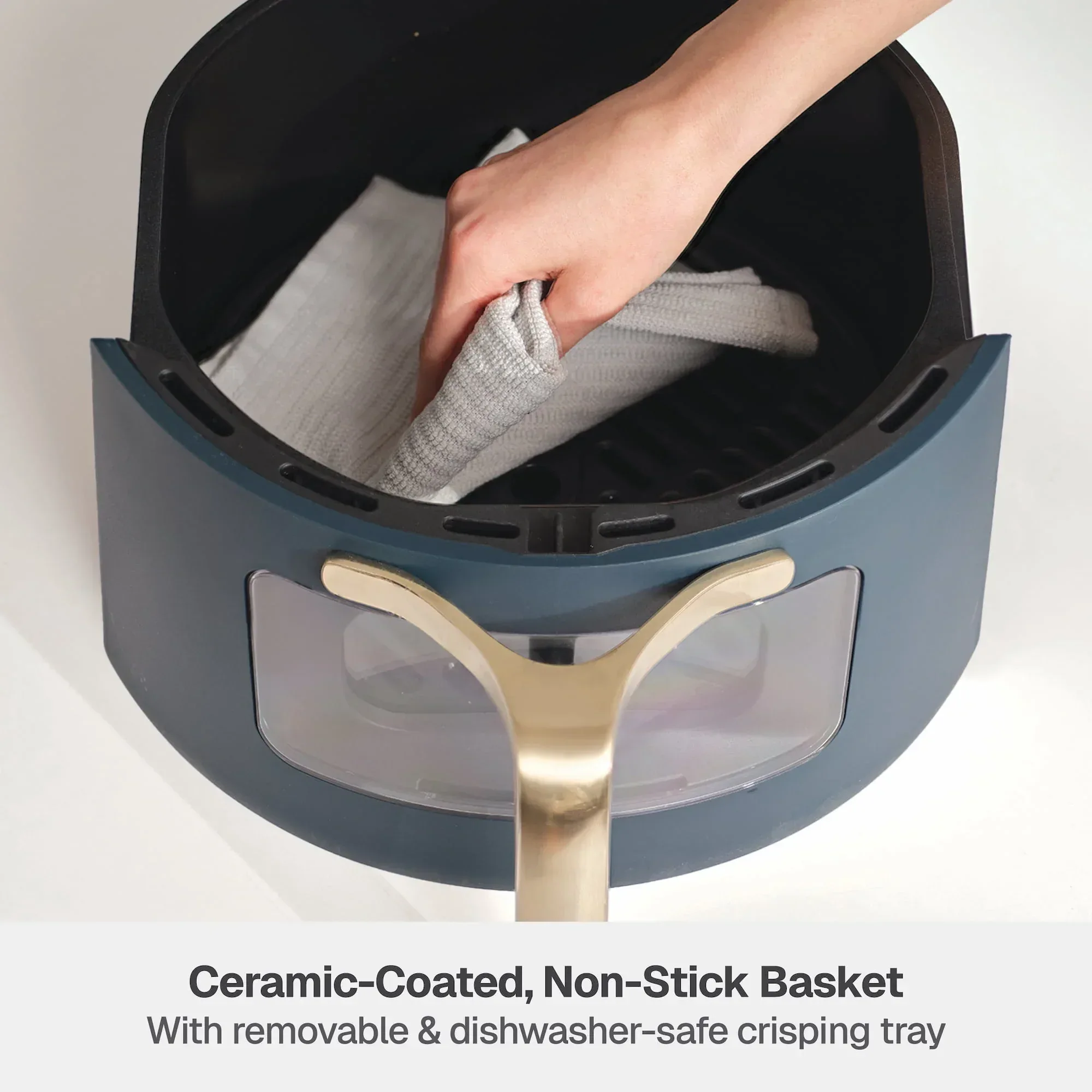 Thyme & Table 6QT Air Fryer, with ThymeCrisp™ and Ceramic-Coated Nonstick Basket, Atlantic Blue - Image 4