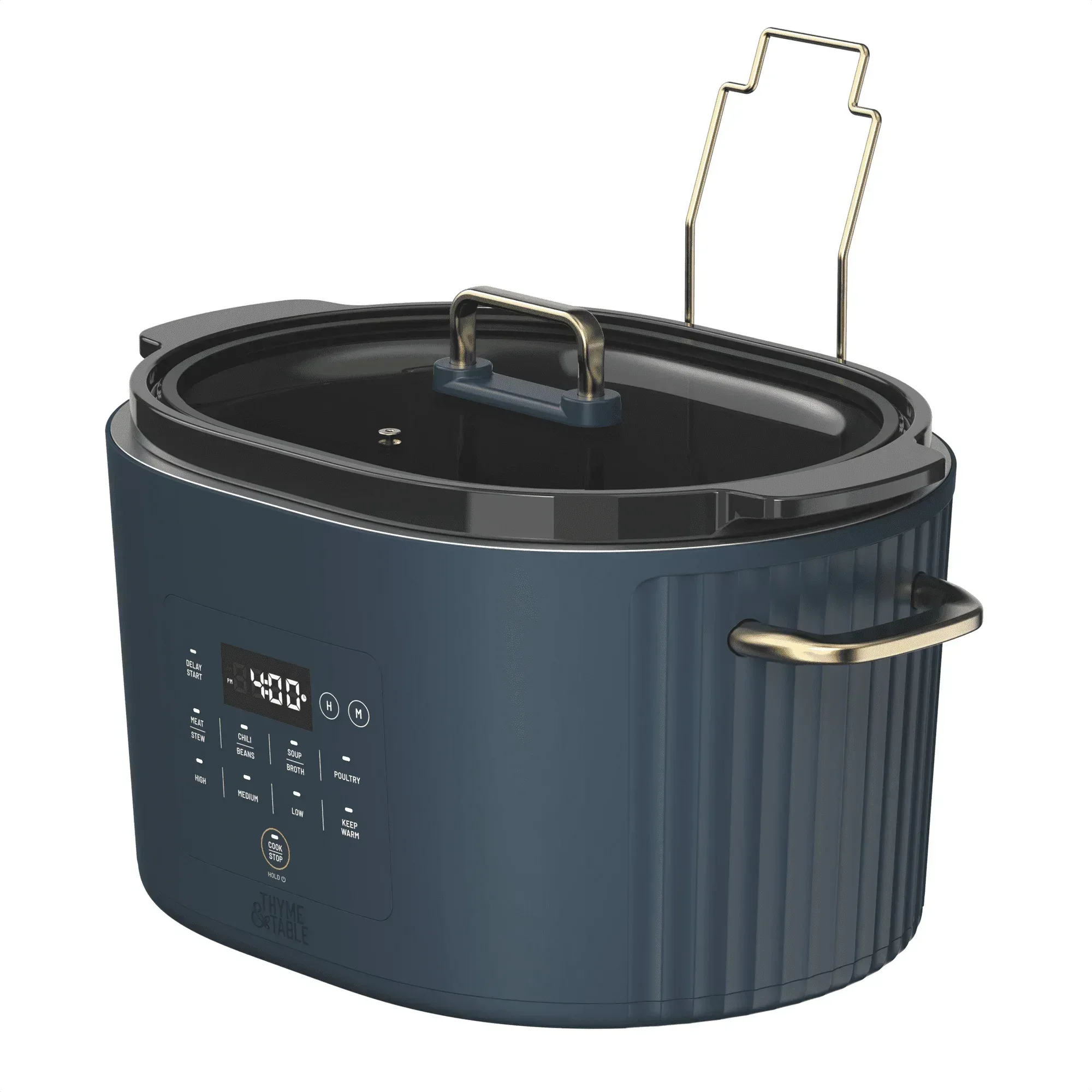 Thyme & Table 6QT Programmable Slow Cooker, Atlantic Blue - Image 3