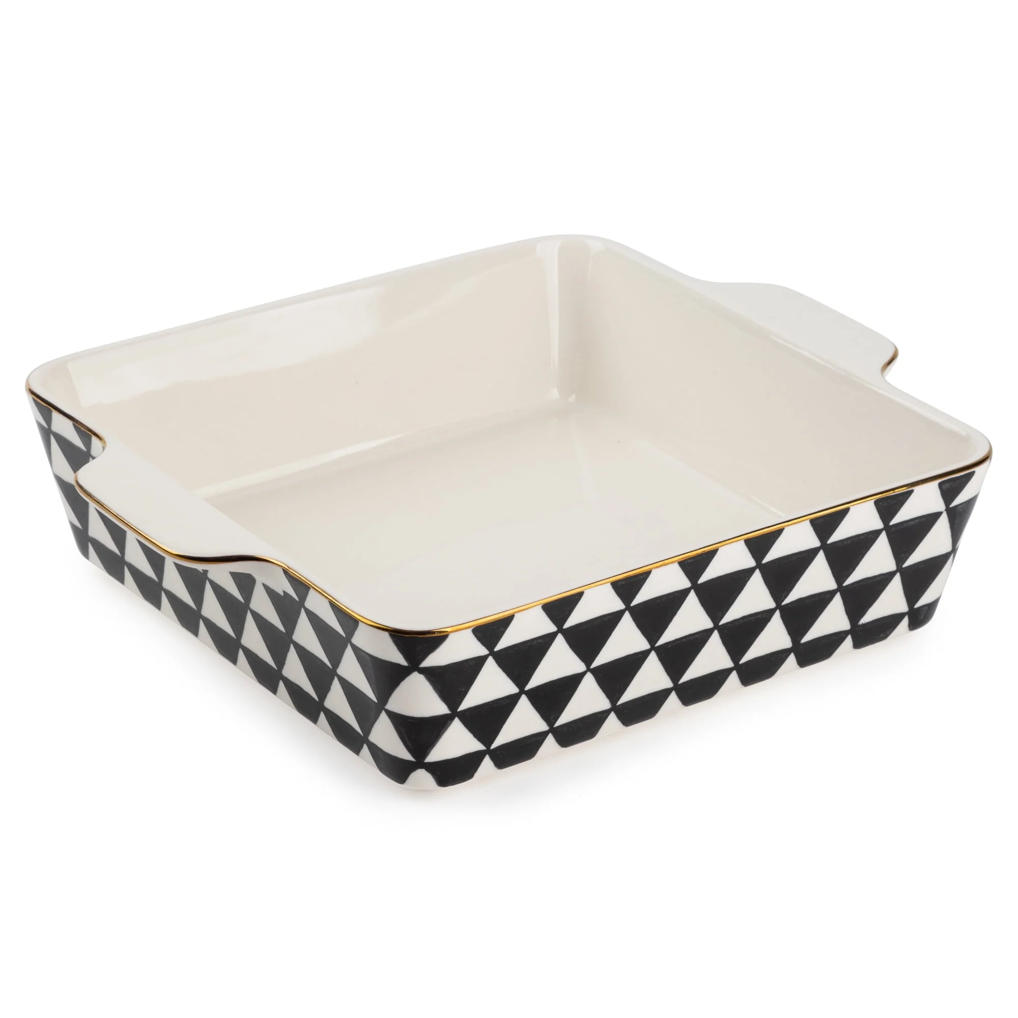 Thyme & Table 8" Square Ceramic Baker - Black & White Medallion