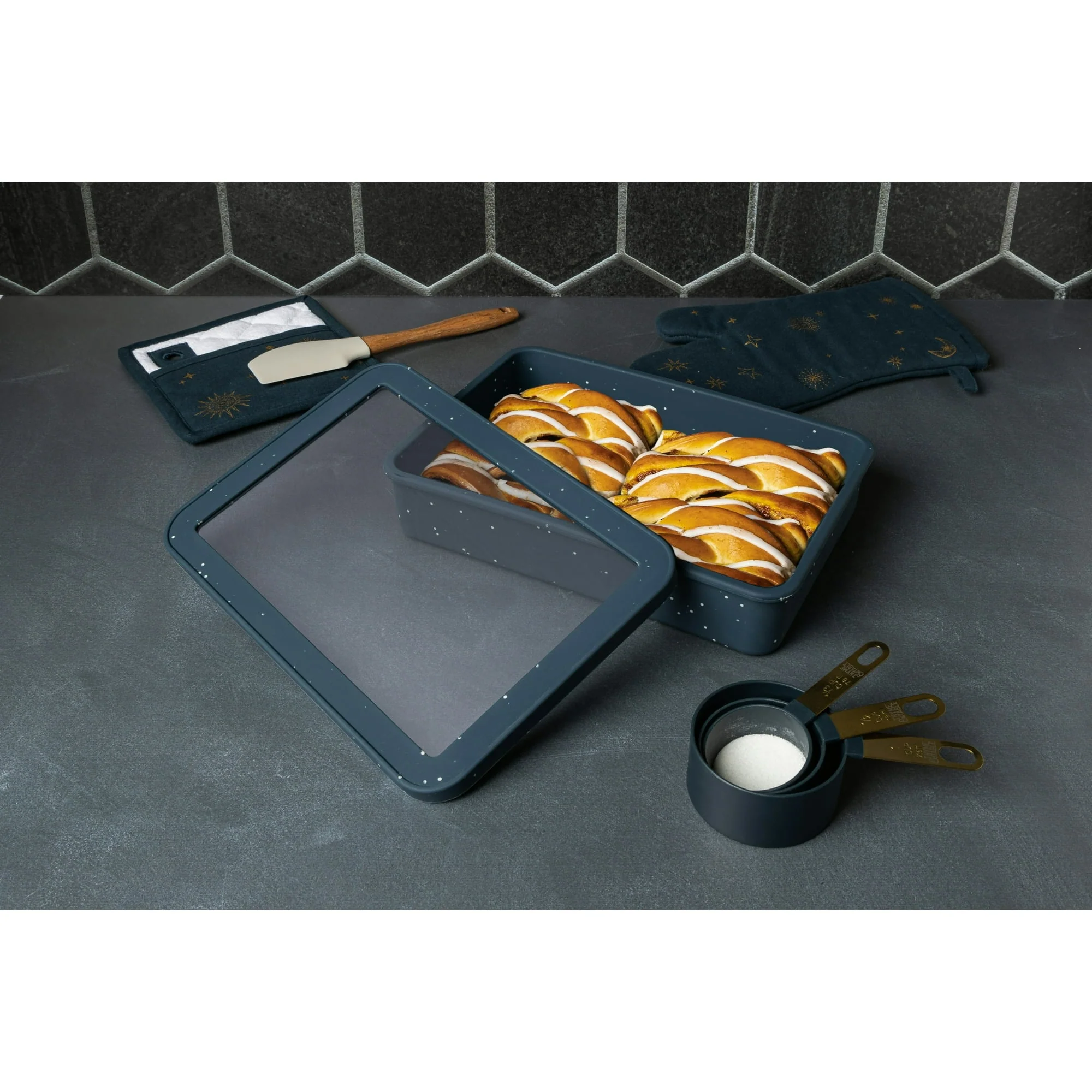 Thyme & Table 9" x 13" Silicone Baking Dish & Lid Set - Atlantic Blue - Image 4