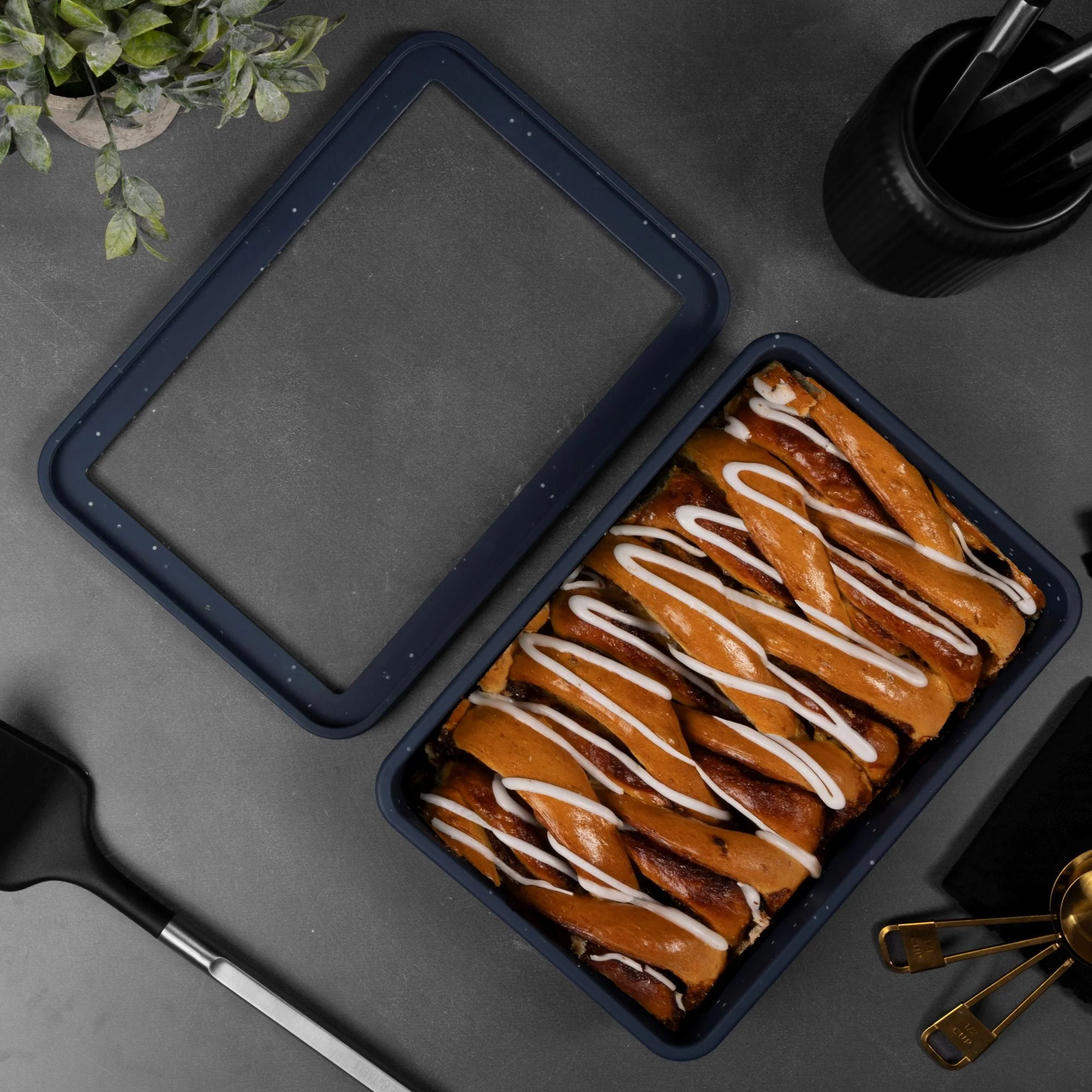 Thyme & Table 9" x 13" Silicone Baking Dish & Lid Set - Atlantic Blue - Image 5