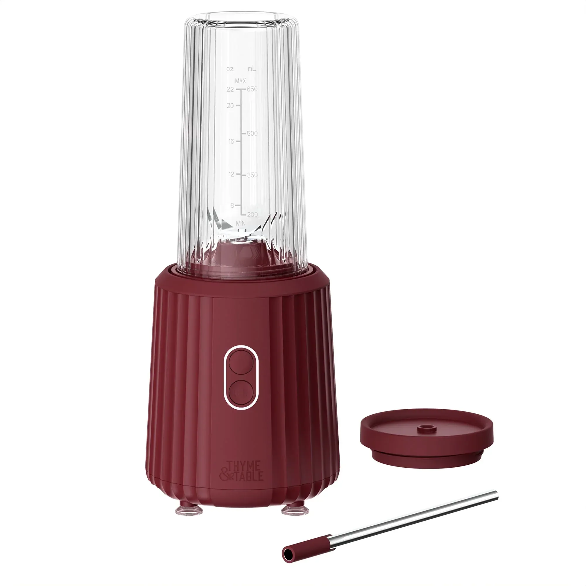 Thyme & Table 900 W 25 oz Single Serve Blender with Tritan Vessel, Smart Seal Lid and Straw, 6-Point Stainless Steel Blade, Sand White - Image 14