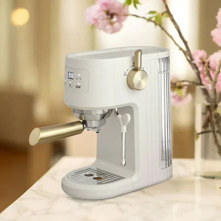 Thyme & Table Barista Mini Espresso Machine with 15-Bar Pressure and Steam Wand, Sand White - Image 3