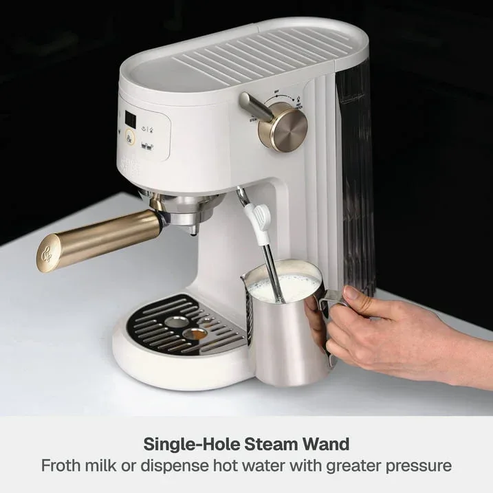 Thyme & Table Barista Mini Espresso Machine with 15-Bar Pressure and Steam Wand, Sand White - Image 7