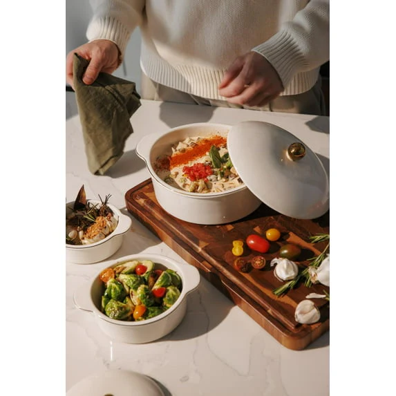Thyme & Table Ceramic 64oz Casserole Dish – Cream - Image 2
