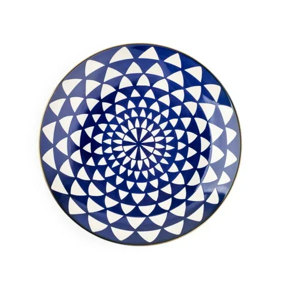 Thyme & Table Medallion 12-Piece Ceramic Dinnerware Set Blue - Image 3