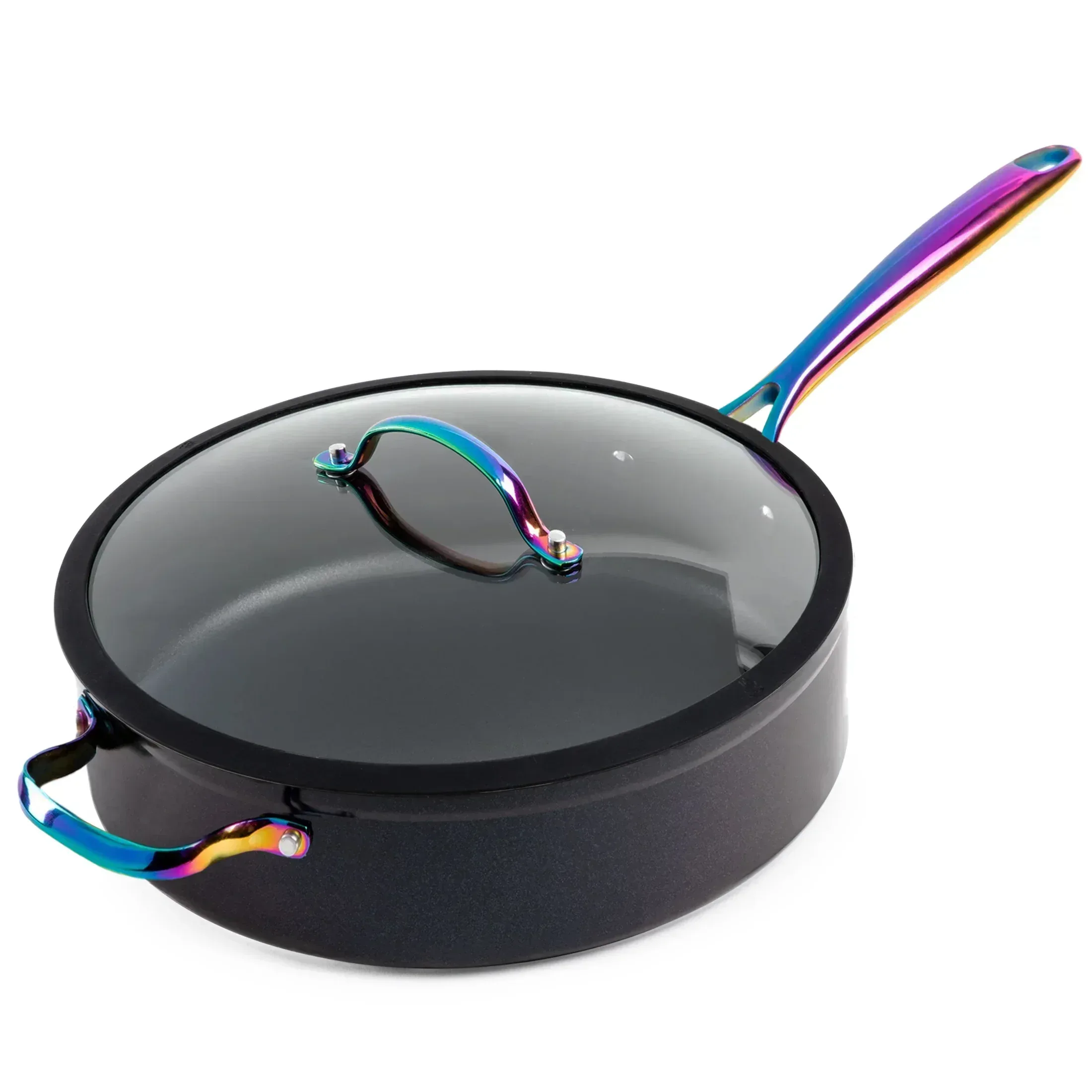Thyme & Table Non-Stick 5 Quart Signature Sauté Pan with Glass Lid, Black & Gold - Image 10