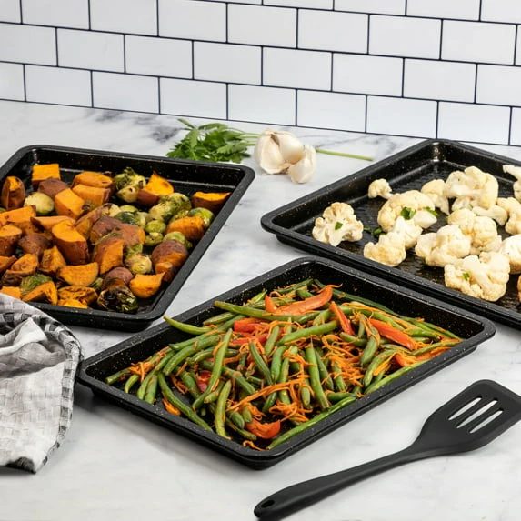 Thyme & Table Nonstick Sheet Pan 3-Piece Set - Black - Image 2