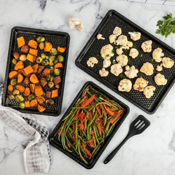 Thyme & Table Nonstick Sheet Pan 3-Piece Set - Black - Image 3