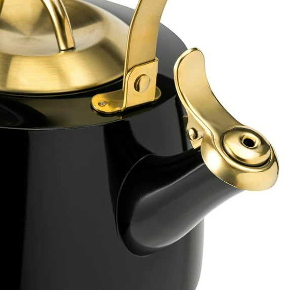Thyme & Table Stainless Steel 1.8L Stovetop Tea Kettle - Black & Gold - Image 3