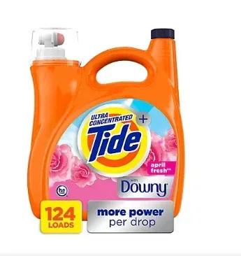 Tide Plus A Touch of Downy Liquid Laundry Detergent, HE Compatible, 124 loads/159 fl. oz. - April Fresh - Image 2