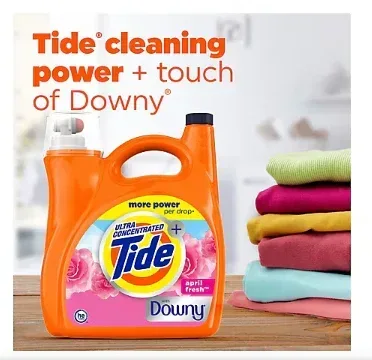 Tide Plus A Touch of Downy Liquid Laundry Detergent, HE Compatible, 124 loads/159 fl. oz. - April Fresh - Image 3