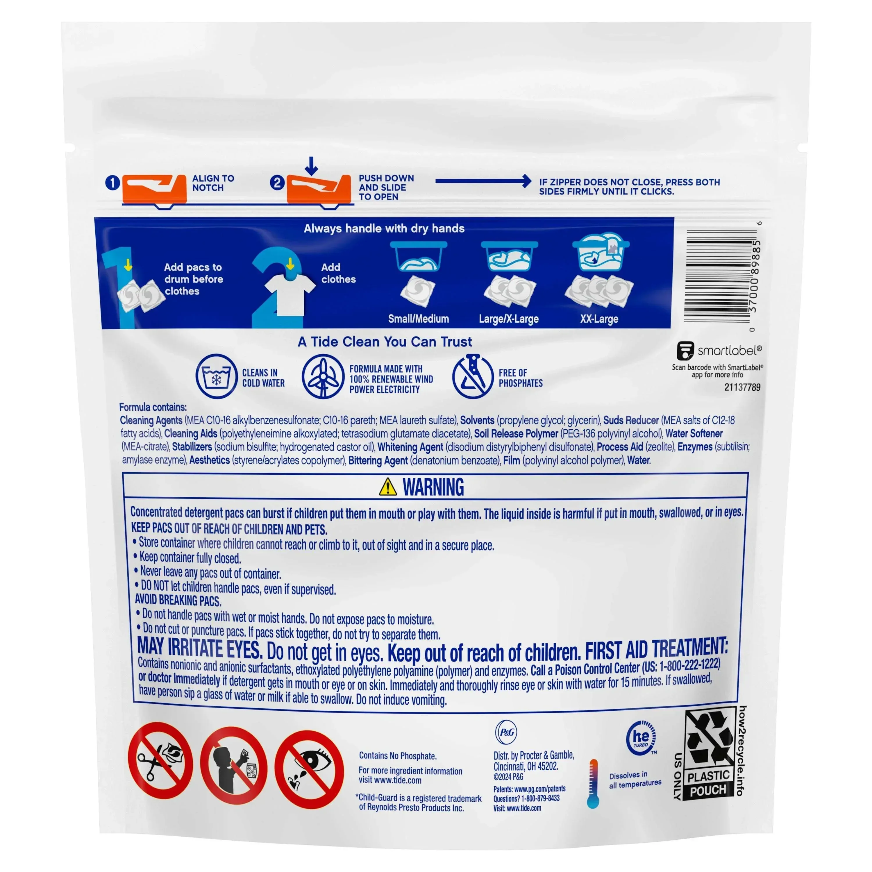 Tide PODS Free and Gentle Liquid Laundry Detergent Pacs, Hypoallergenic, Unscented, 16 Count - Image 11
