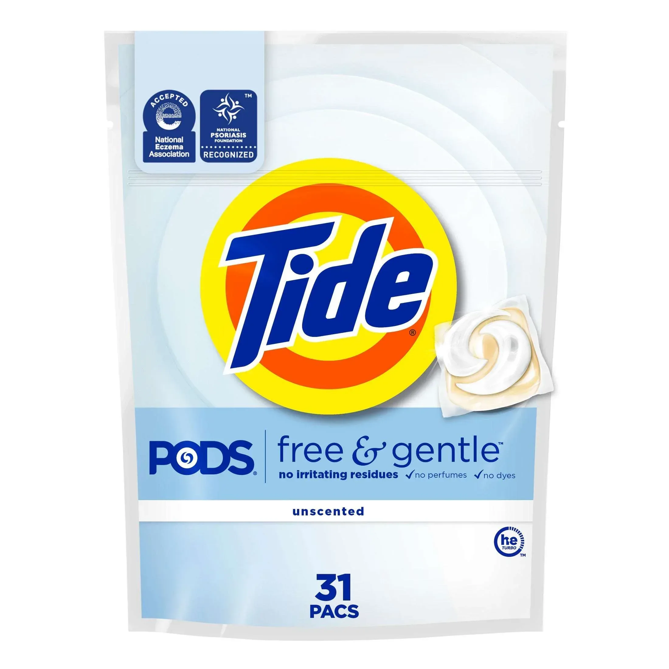 Tide PODS Free and Gentle Liquid Laundry Detergent Pacs, Hypoallergenic, Unscented, 16 Count - Image 12
