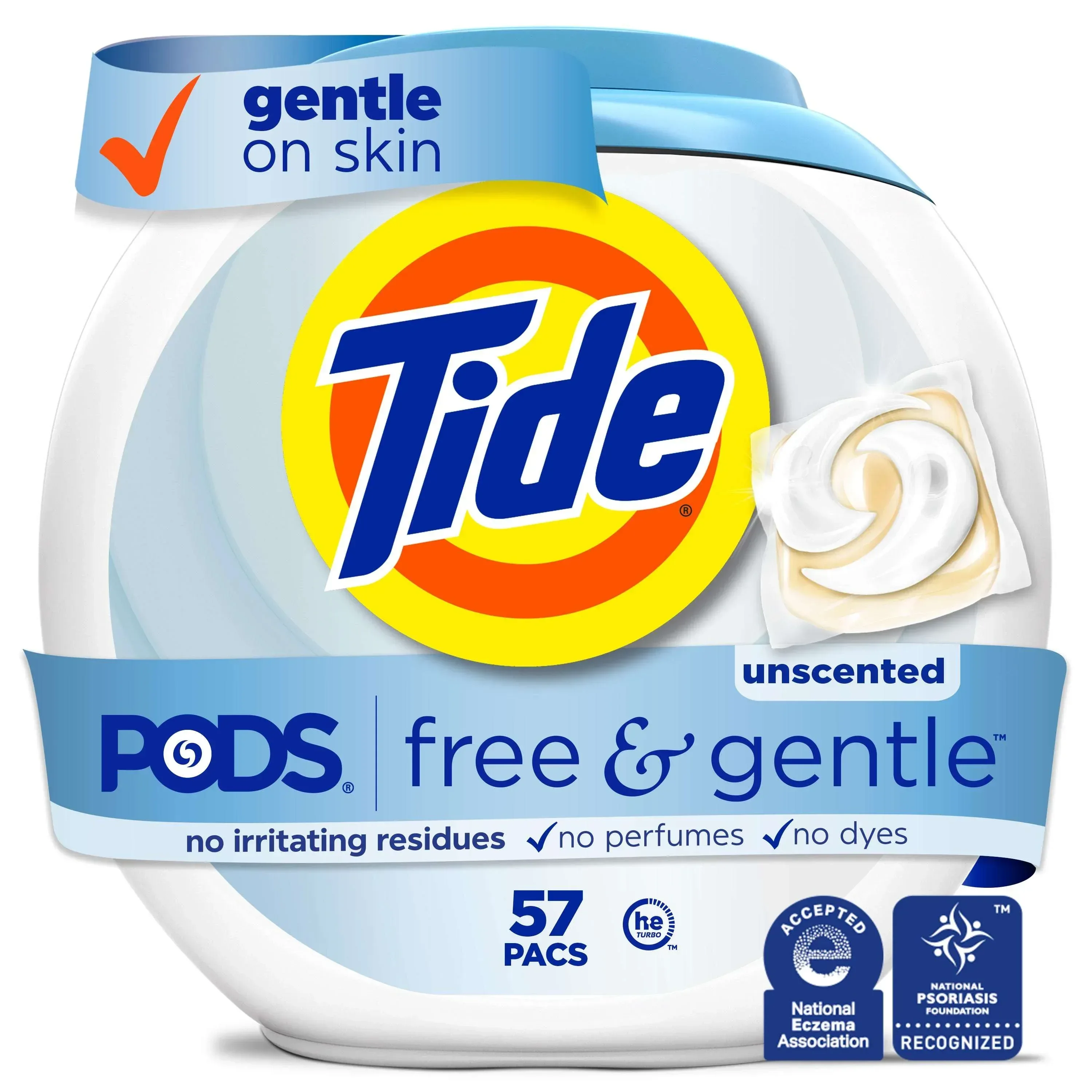 Tide PODS Free and Gentle Liquid Laundry Detergent Pacs, Hypoallergenic, Unscented, 16 Count - Image 13
