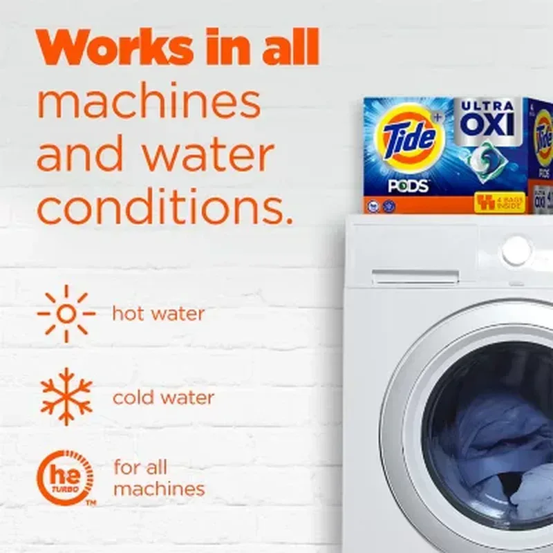 Tide PODS + Ultra Oxi Liquid Detergent Pacs (104 Pacs) - Image 8