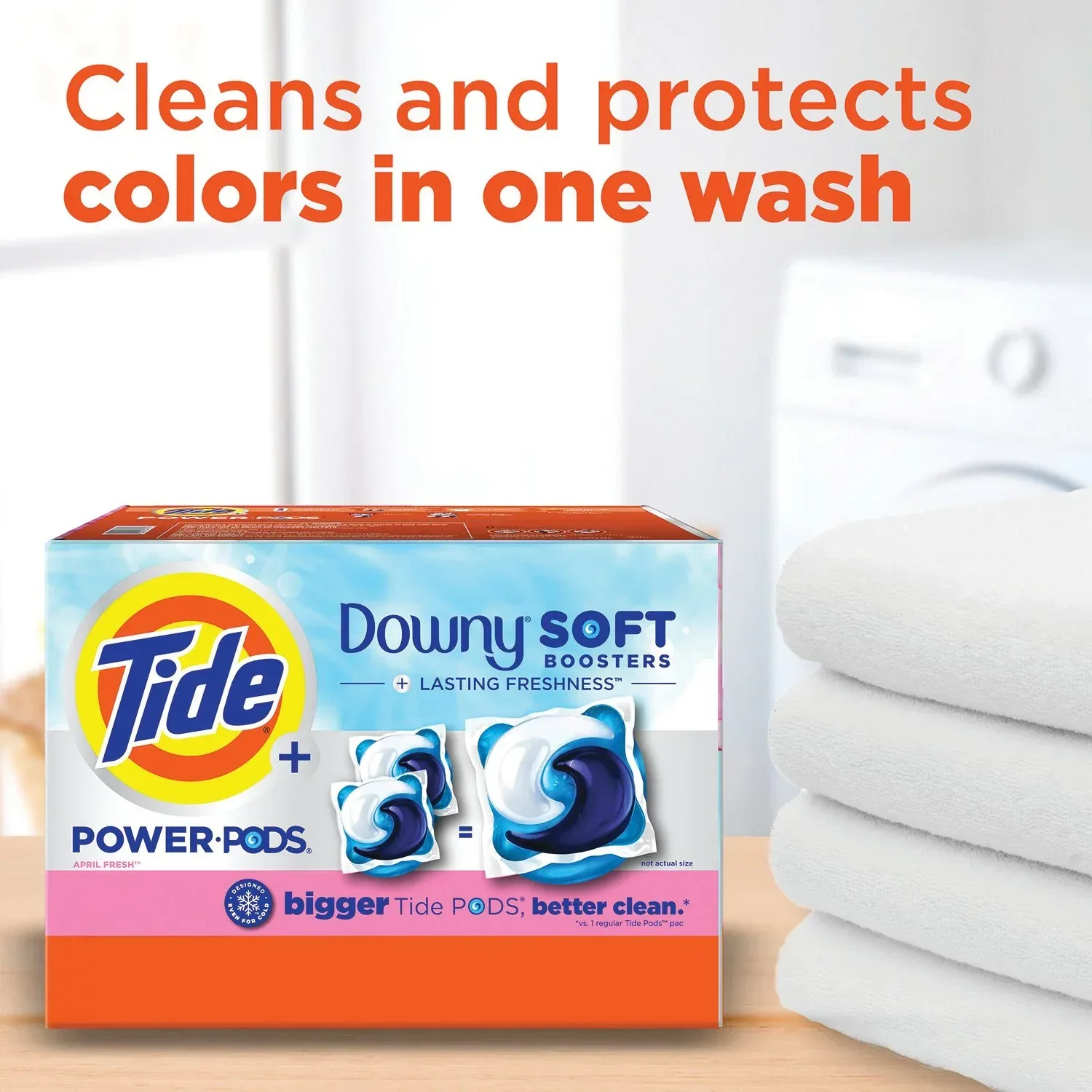 Tide Power PODs Downy Soft Boosters Laundry Detergent Pacs, April Fresh, 72 ct. - Image 6