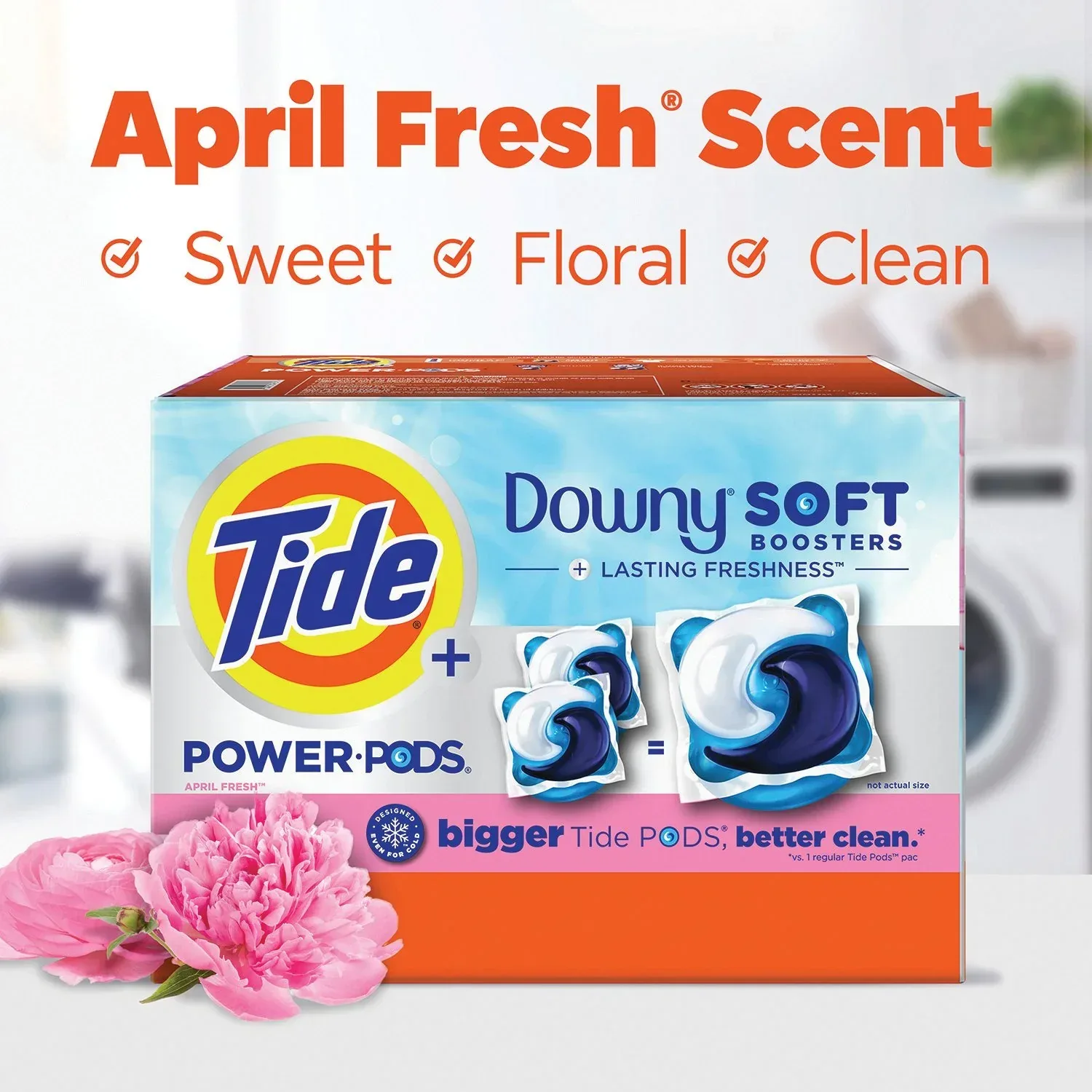Tide Power PODs Downy Soft Boosters Laundry Detergent Pacs, April Fresh, 72 ct. - Image 7