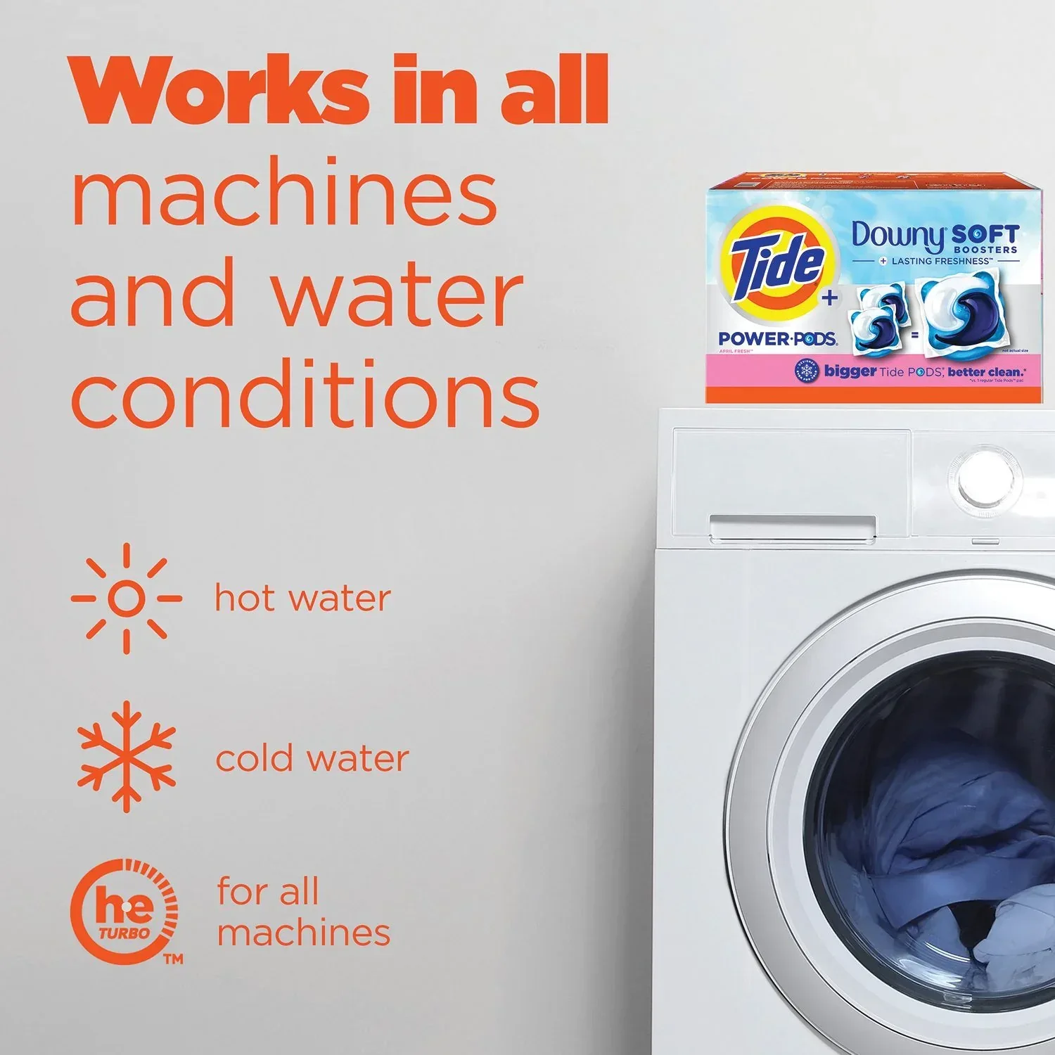 Tide Power PODs Downy Soft Boosters Laundry Detergent Pacs, April Fresh, 72 ct. - Image 9