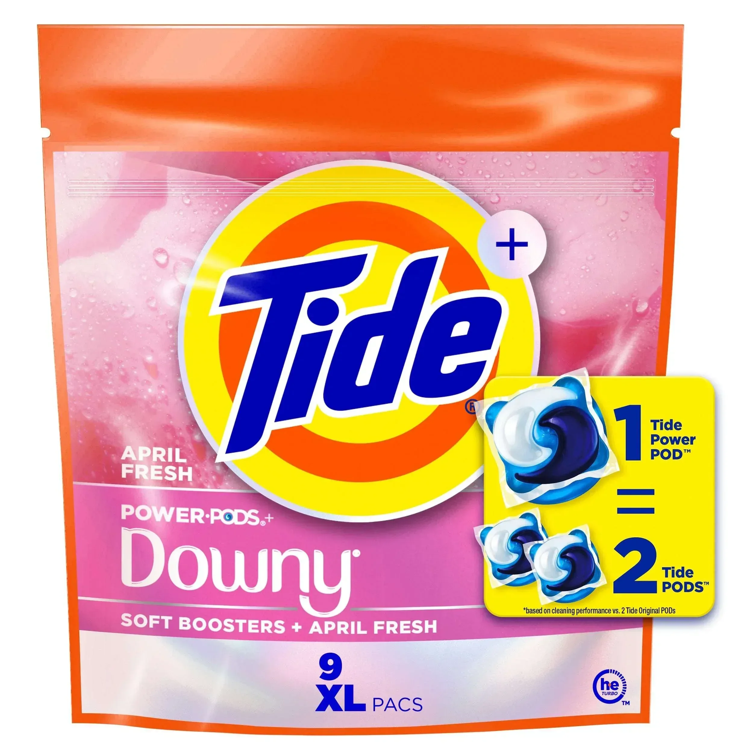 Tide Power PODS with Downy Soft Boosters Laundry Detergent Pacs, April Fresh Scent, 9 Count