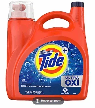 Tide Ultra Oxi Liquid Laundry Detergent, 124 loads/159 fl. oz.