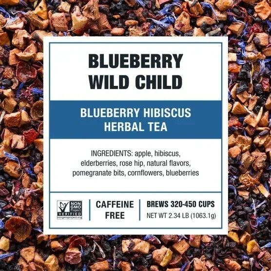 Tiesta Tea Blueberry Wild Child Herbal Loose Leaf Tea Bundle, Two 1 lb. Bags & 5.5 oz Tin - Image 2