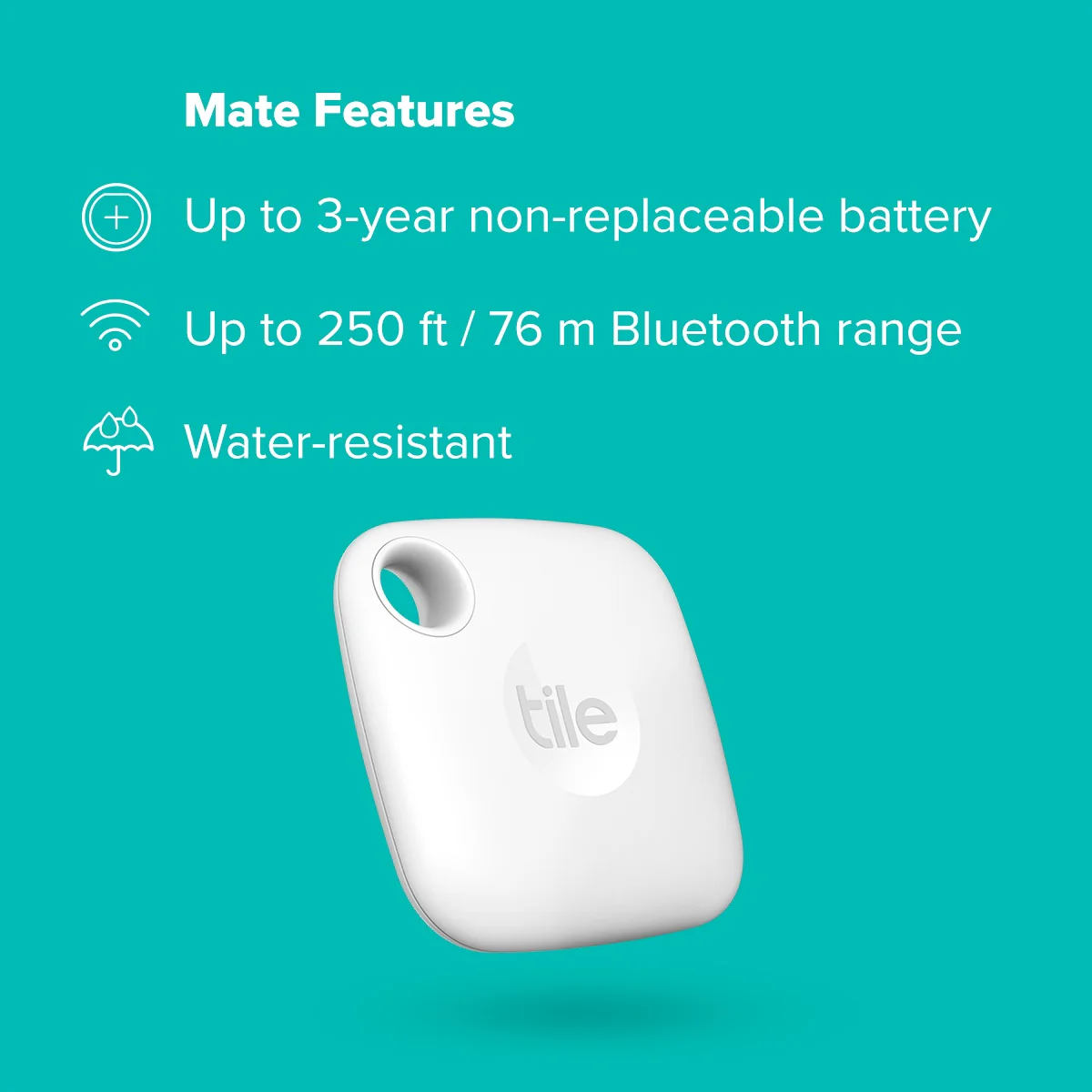 Tile Mate (2022) 1-Pack, White. Bluetooth Tracker, Keys Finder and Item Locator; Up to 250 ft. Range. - Image 10