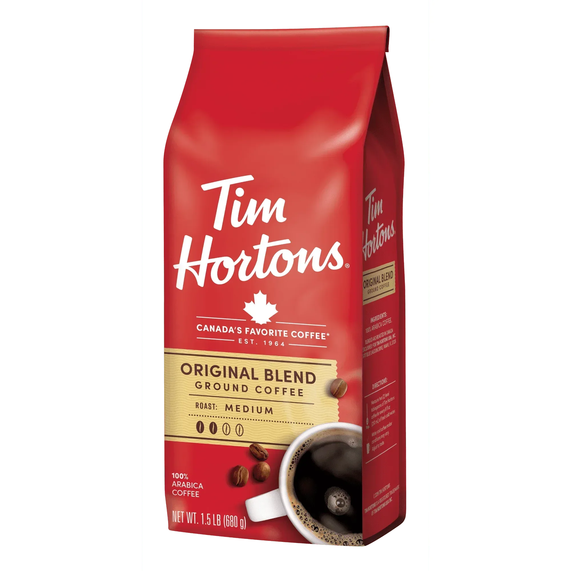 Tim Hortons 100% Arabica Original Blend Medium Roast Ground Coffee, 24 Oz, Bag - Image 2