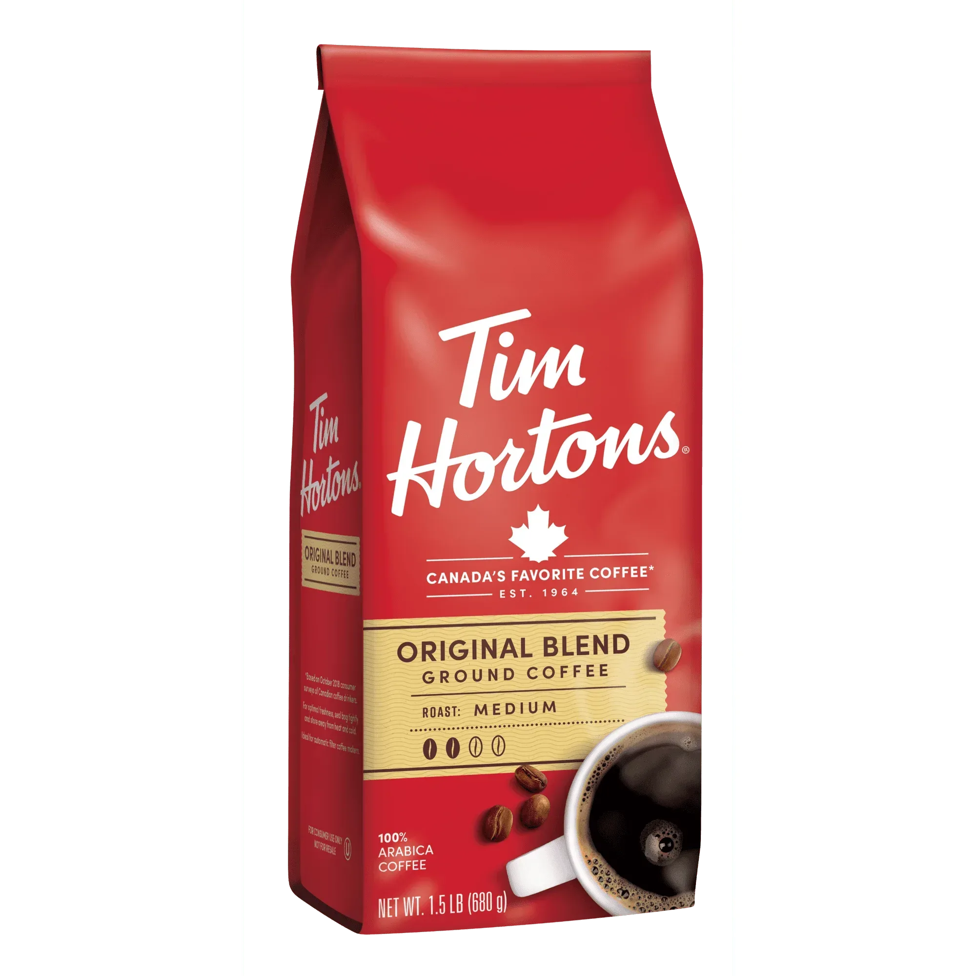 Tim Hortons 100% Arabica Original Blend Medium Roast Ground Coffee, 24 Oz, Bag - Image 7
