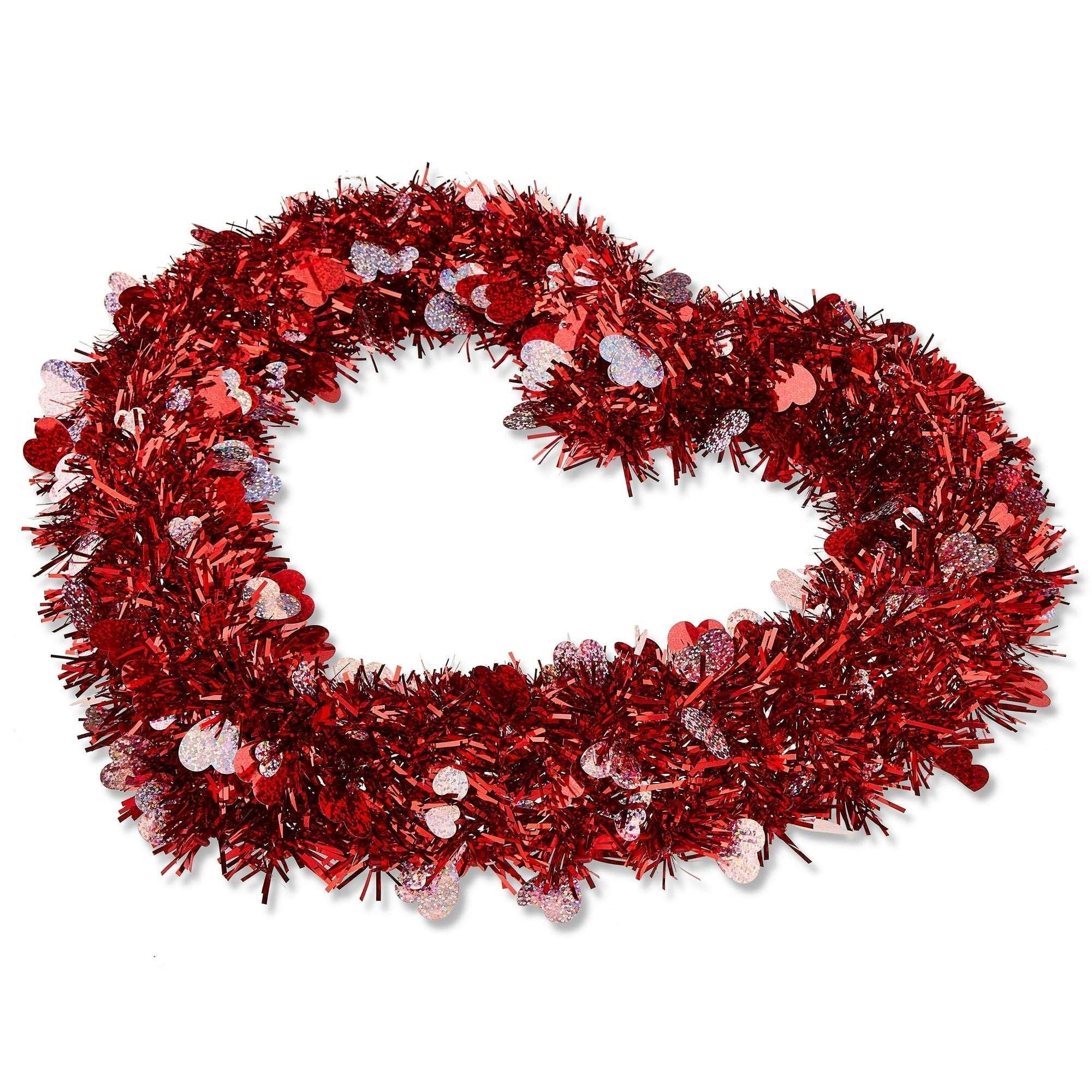 Tinsel Heart Wreath, Red and Pink, 15", Valentine's Day by Way To Celebrate - Image 4