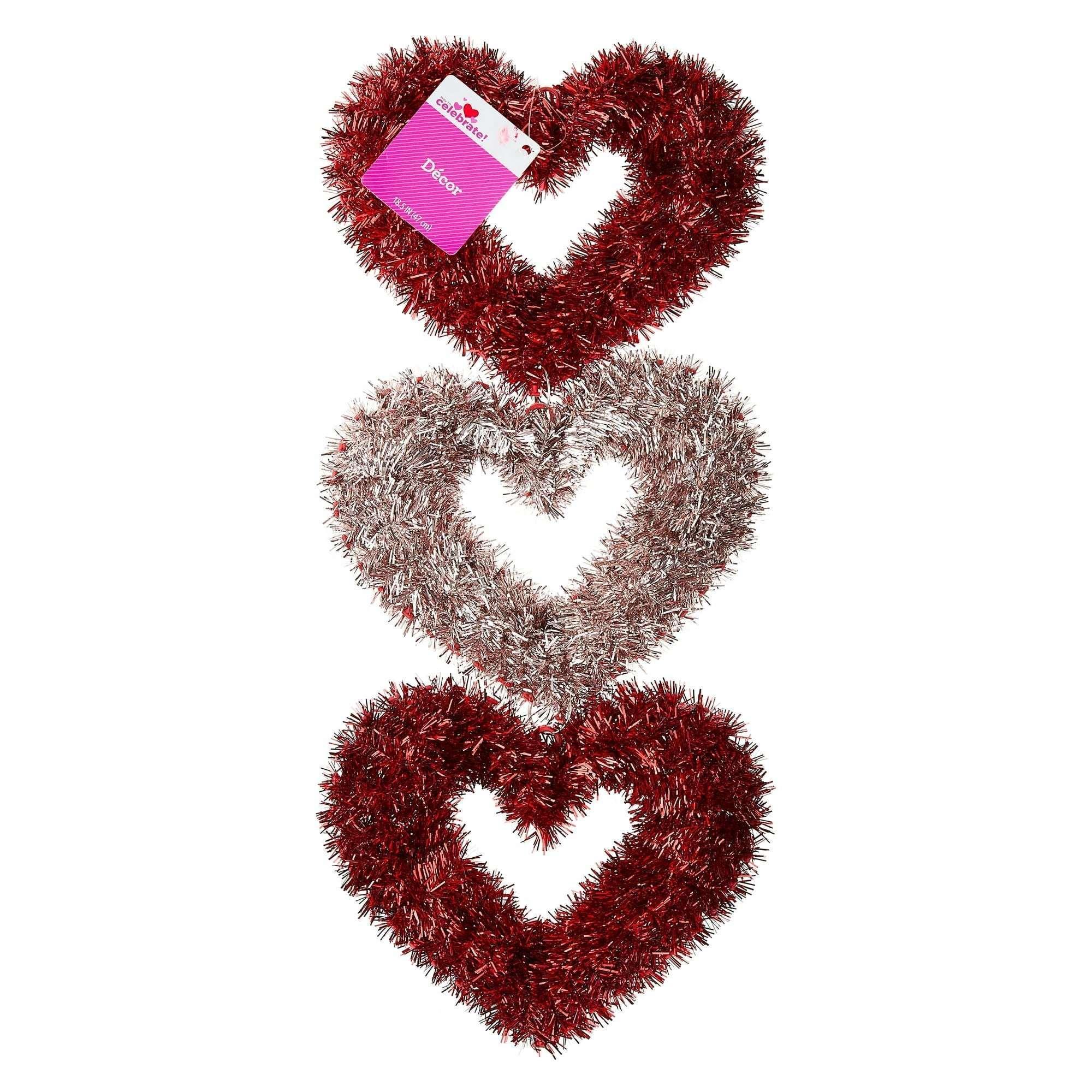 Tinsel Hearts Hanging Decoration, Red and Pink, 19", Valentine's Day by Way To Celebrate - Image 4