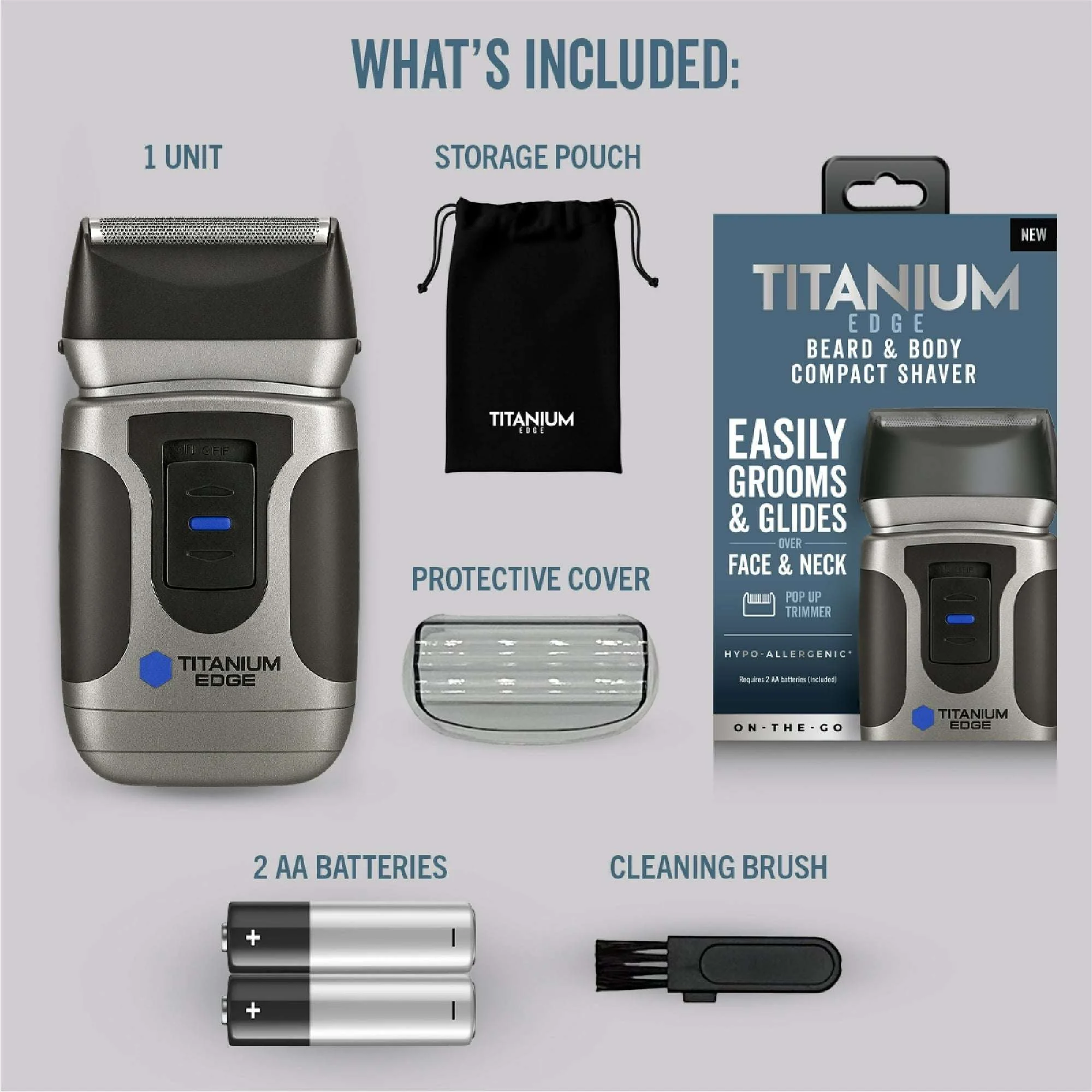 Titanium Edge Beard & Body Compact Shaver – Men’s Electric Groomer for Face, Neck & Body – Pop-Up Trimmer, Titanium Blade, Hypoallergenic, Travel Ready - Image 8