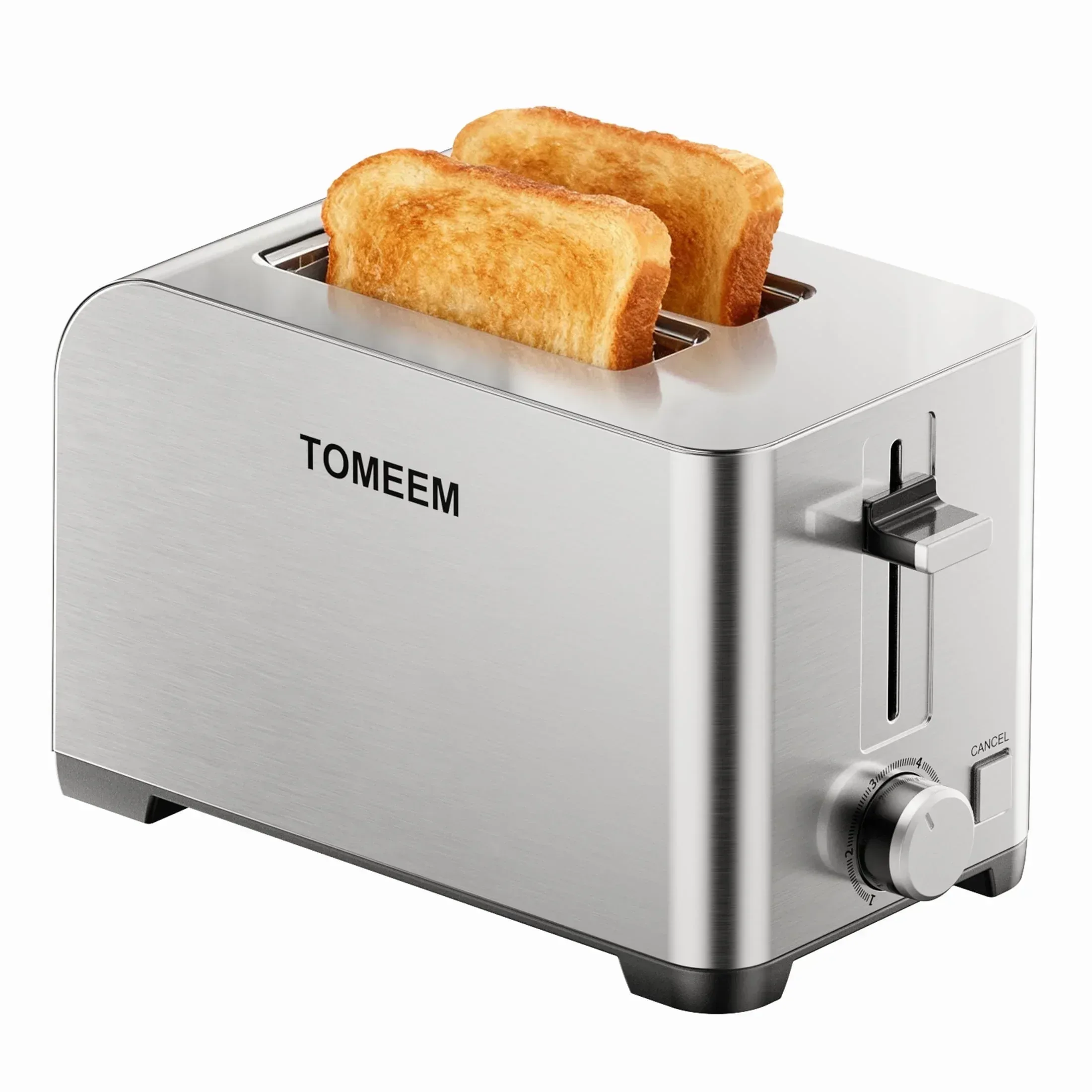 Tomeem 2-Slice Toaster with 6 Shade Settings, Removable Crumb Tray and Self-centering Guide, Stainless Steel