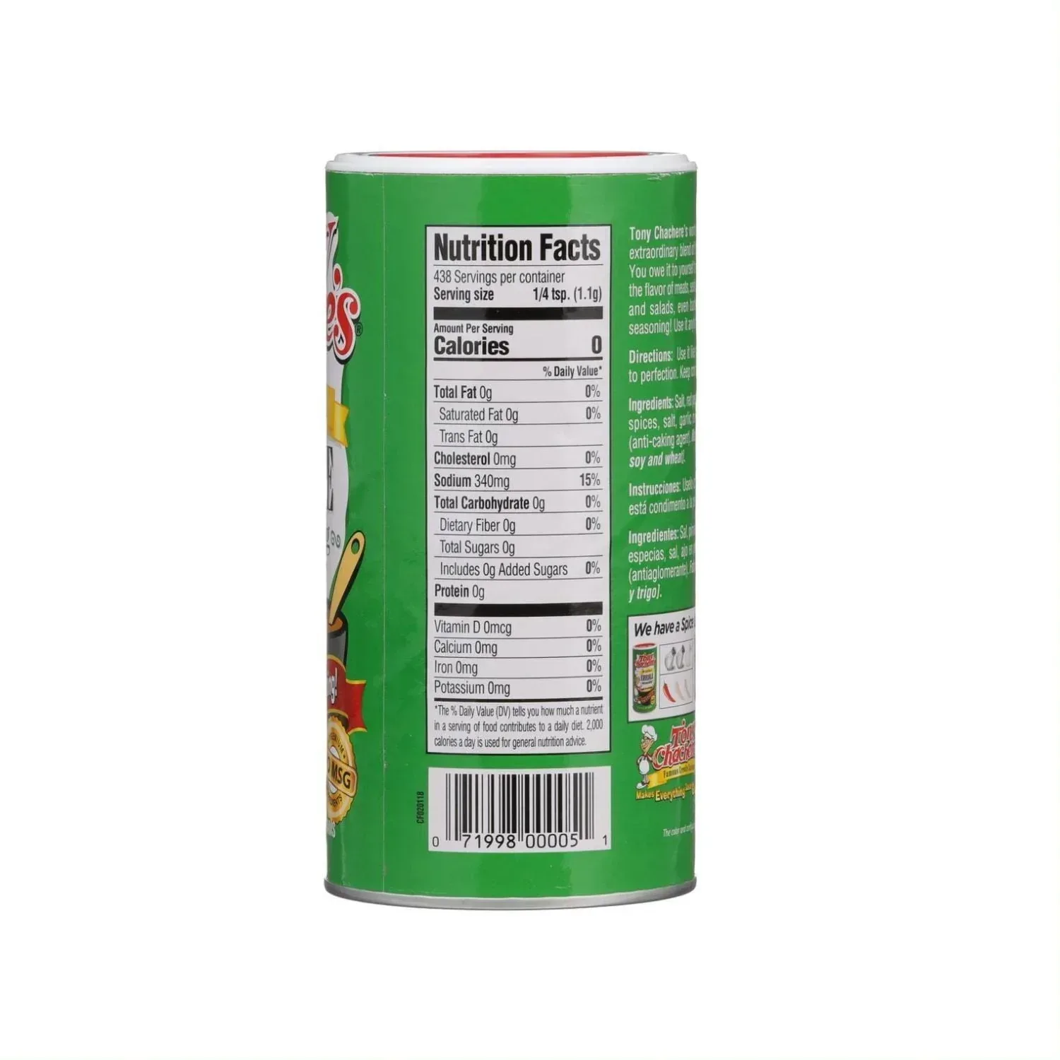 Tony Chachere's, Cajun, Creole, Original Seasoning, 17 oz, Shelf Stable, Nut Free, No MSG - Image 3