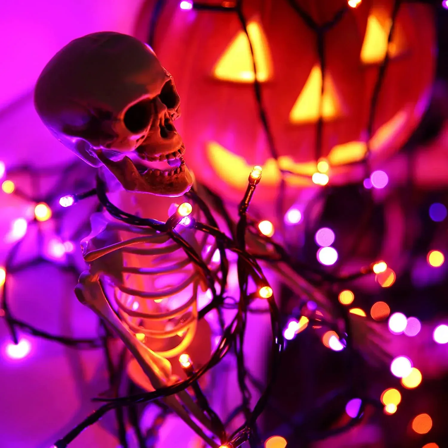 Toodour Orange & Purple Halloween Lights, 82ft 200 LED Plug in Halloween String Lights with 8 Modes, Memory & Timer Function, Connectable Halloween Outdoor Lights for Home, Garden, Halloween Decor - Image 2