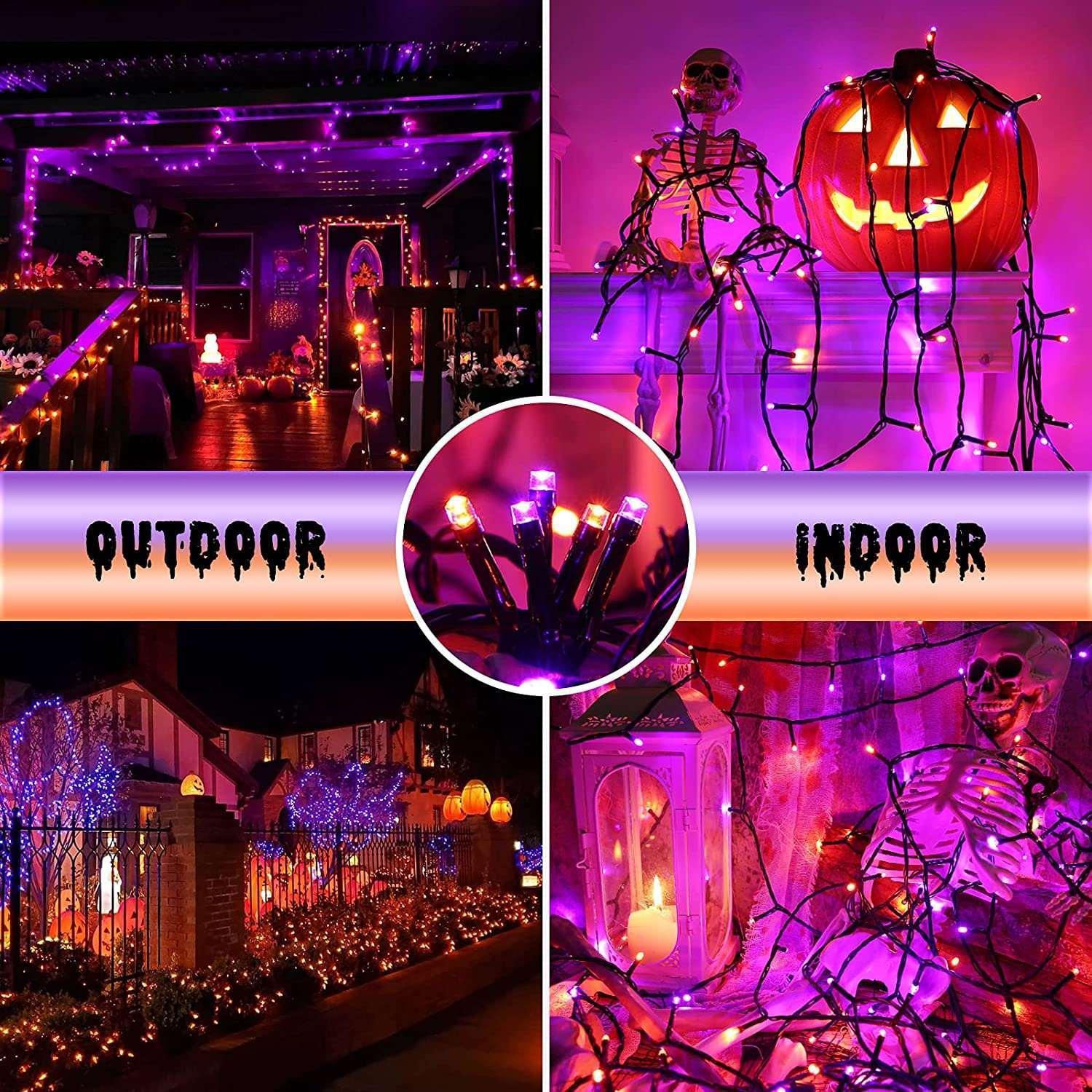 Toodour Orange & Purple Halloween Lights, 82ft 200 LED Plug in Halloween String Lights with 8 Modes, Memory & Timer Function, Connectable Halloween Outdoor Lights for Home, Garden, Halloween Decor - Image 3