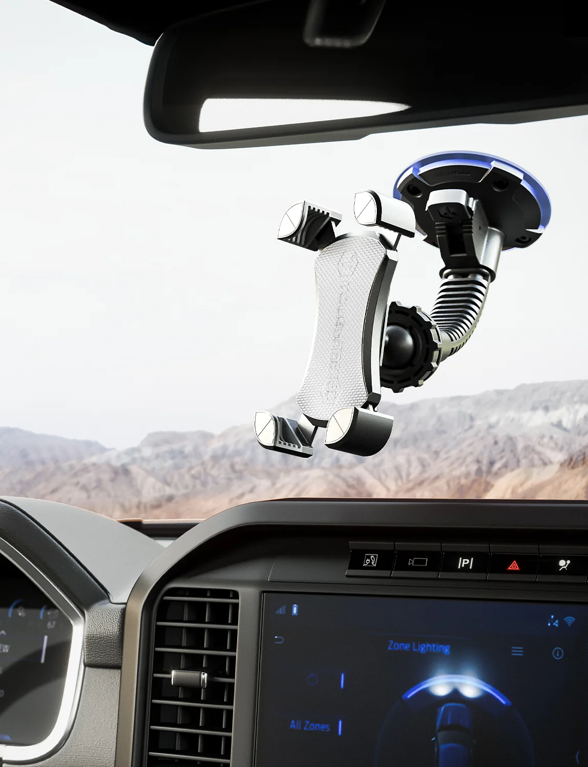 ToughTested Mammoth Windshield Phone Mount with Double-Ribbed Gooseneck, Extra-Large 4.25” Suction Cup, 4-Way Locking Claw Grip, 360° Rotation & One-Button Release - Image 6
