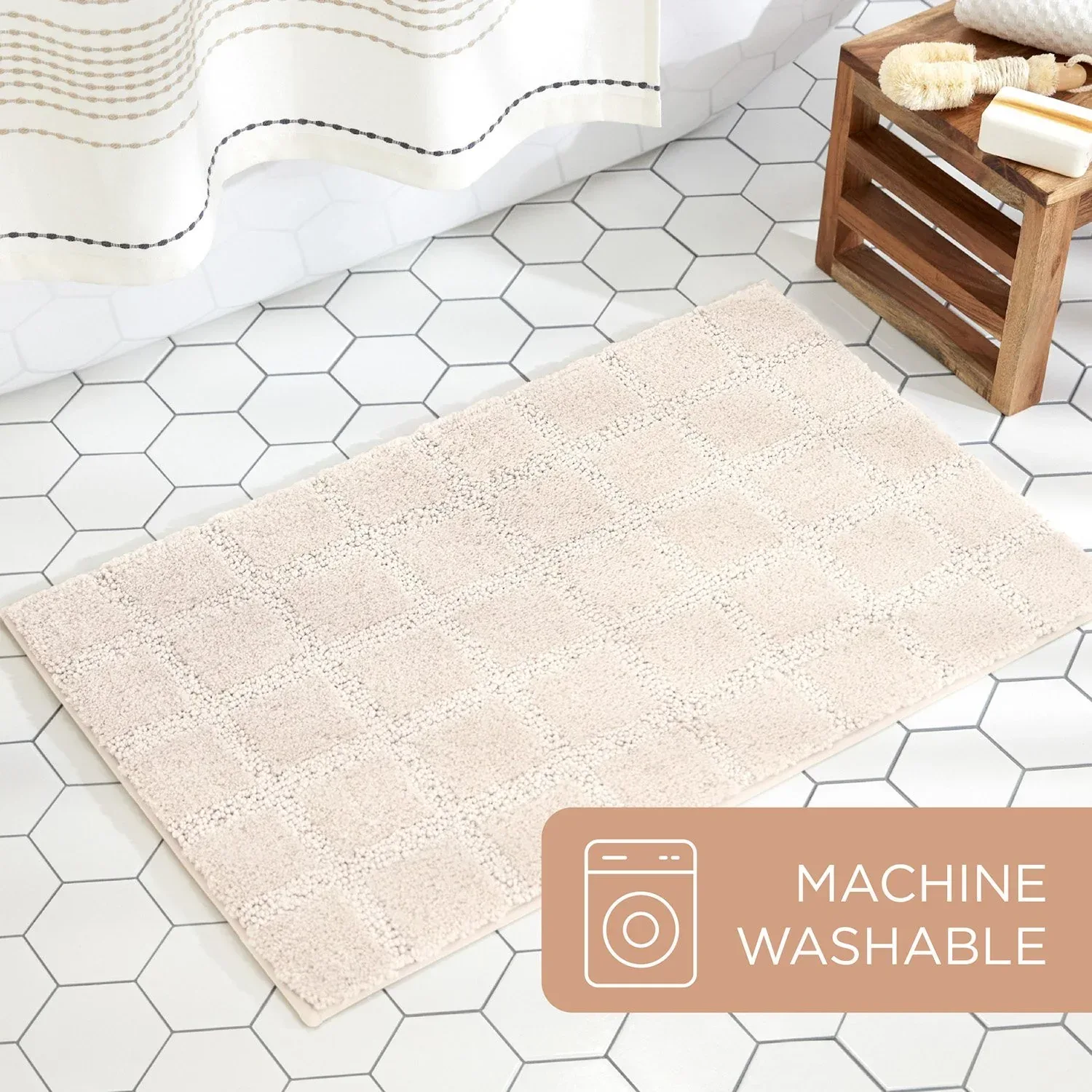 Town & Country Everyday Ultra Plush Solid Tufted Windowpane Bath Mat 20"x32" - Image 16