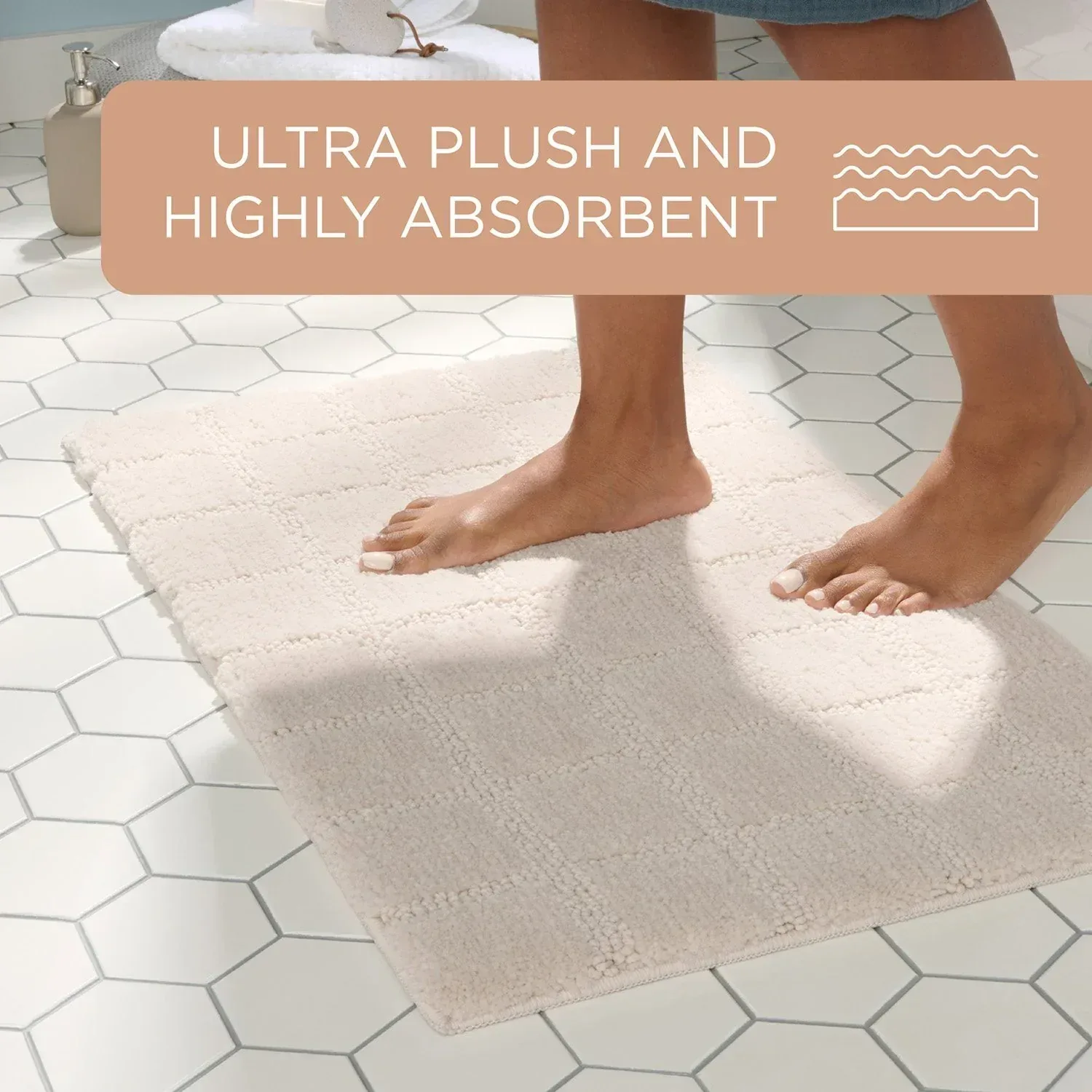 Town & Country Everyday Ultra Plush Solid Tufted Windowpane Bath Mat 20"x32" - Image 17