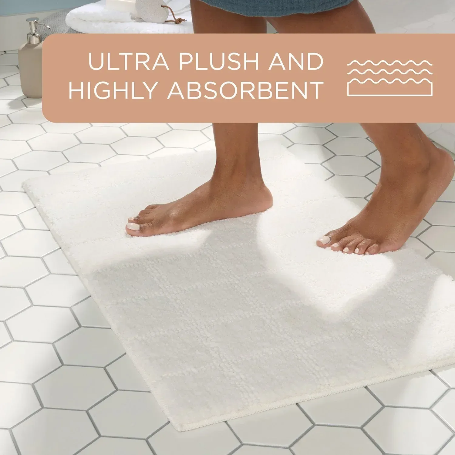 Town & Country Everyday Ultra Plush Solid Tufted Windowpane Bath Mat 20"x32" - Image 5
