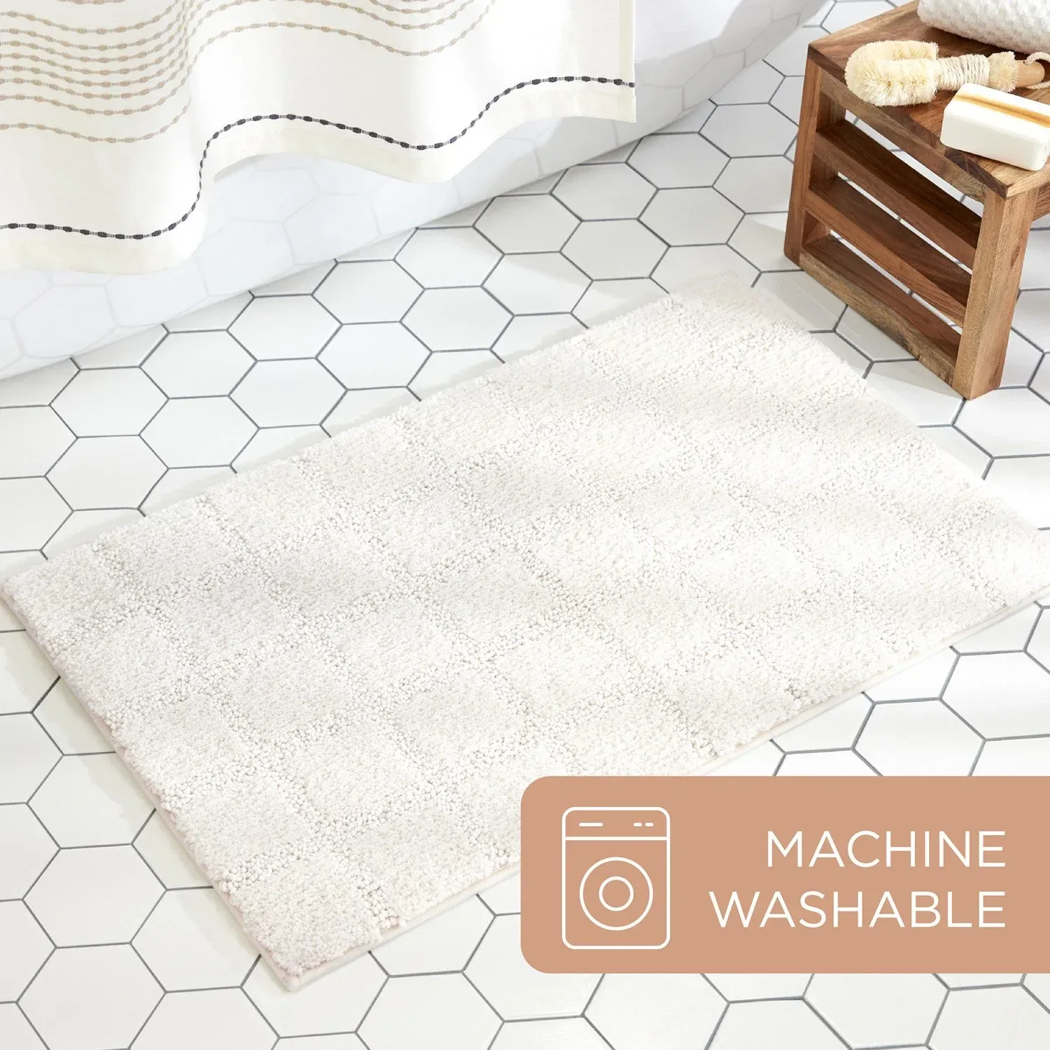 Town & Country Everyday Ultra Plush Solid Tufted Windowpane Bath Mat 20"x32" - Image 6