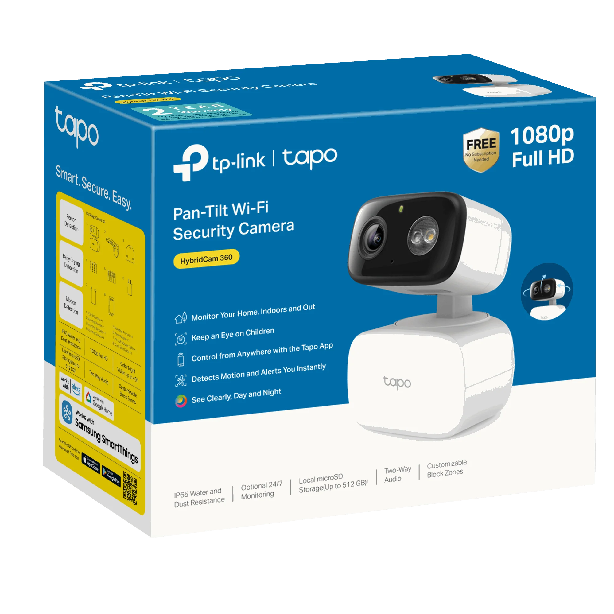 TP-Link Tapo TCW30 Indoor/Outdoor HD Security Camera with Pan/Tilt, Sound & Light Alarm, AI Detection & Local Storage — Enjoy 24/7 Coverage with No Subscription Costs - Image 2