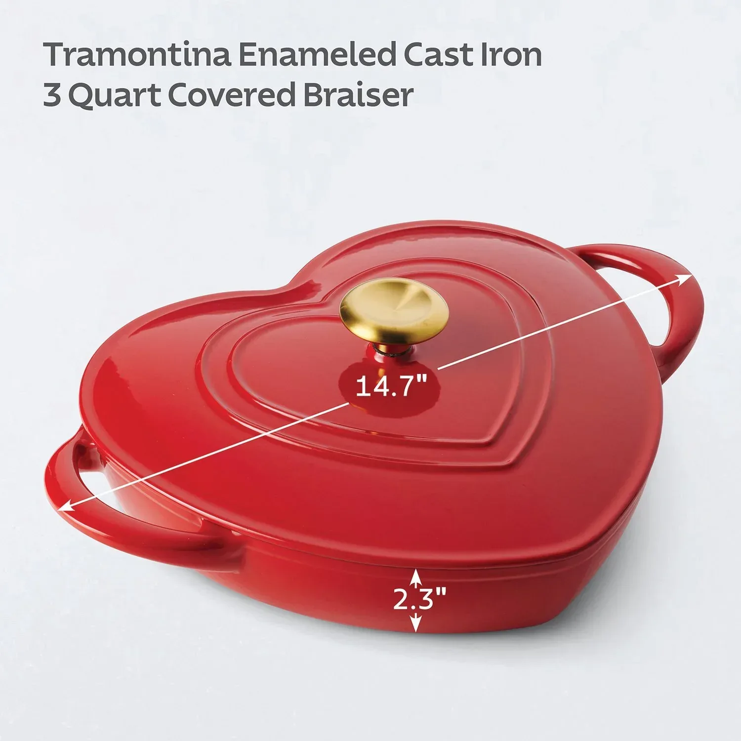 Tramontina 3-Quart Heart Shape Enameled Cast Iron Dutch Oven (Shallow, Oven Safe) - Image 15