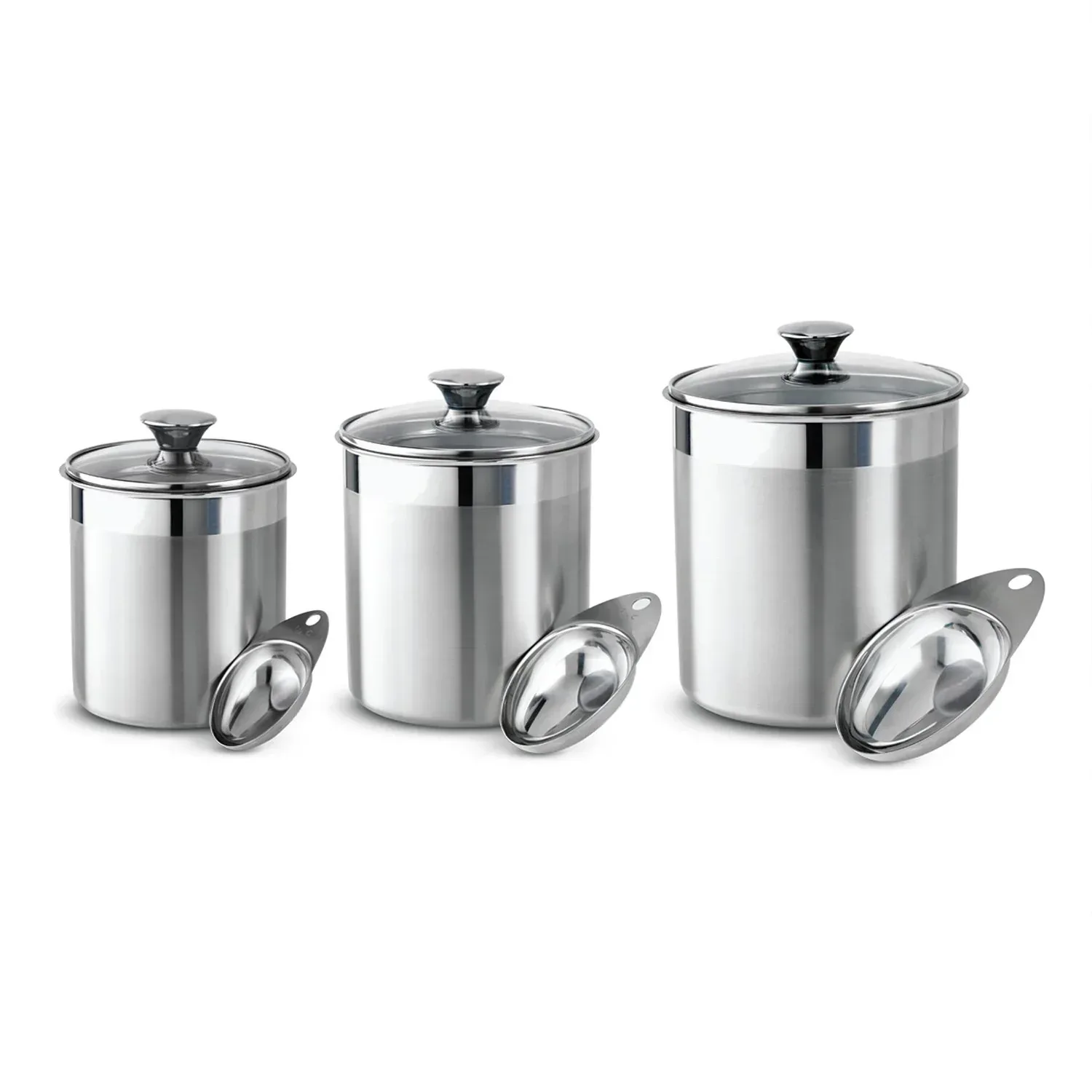 Tramontina 6 Pc Stainless Steel Covered Canister Set with Measuring Scoops - Image 2