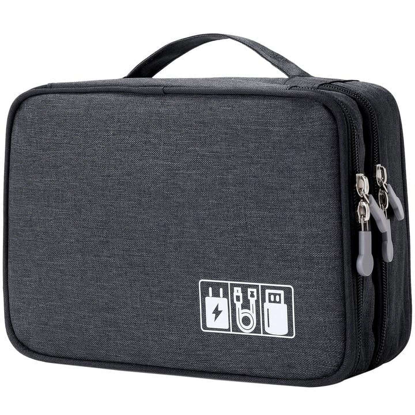 Travel Digital Electronics Accessories Case, Waterproof, Double-Layer, Cable Organizer Bag for USB Drives, Chargers, Memory Cards (Blue) - Image 7