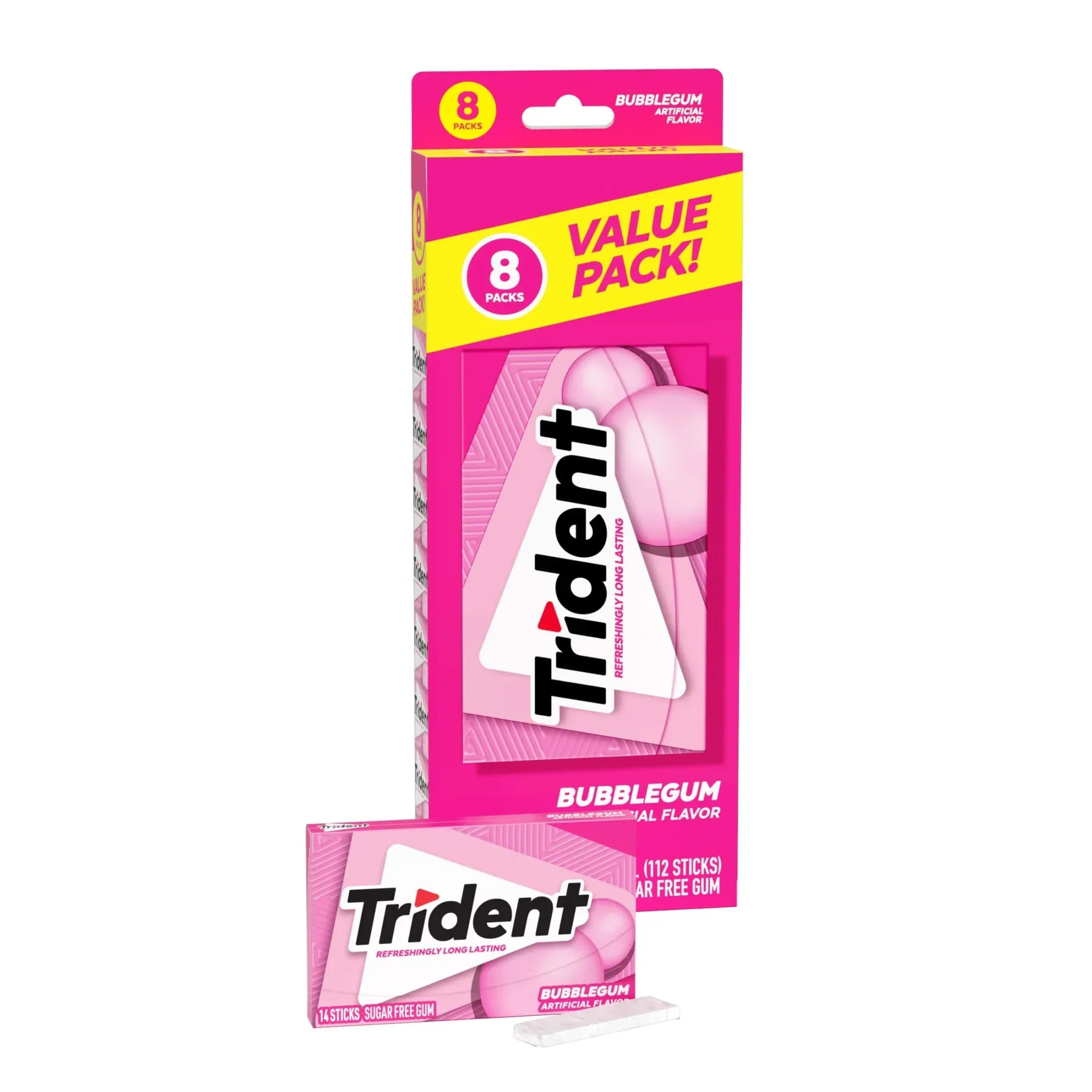 Trident Sugar Free Gum, Bubblegum, Regular Size, 14 Pieces - Image 7