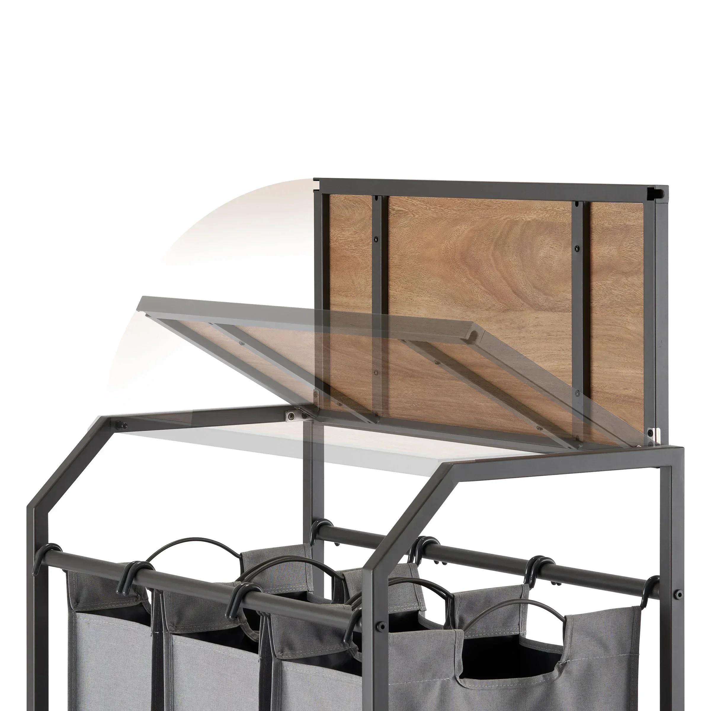 TRINITY 3-bag Laundry Cart with Flip-up Top - Image 4